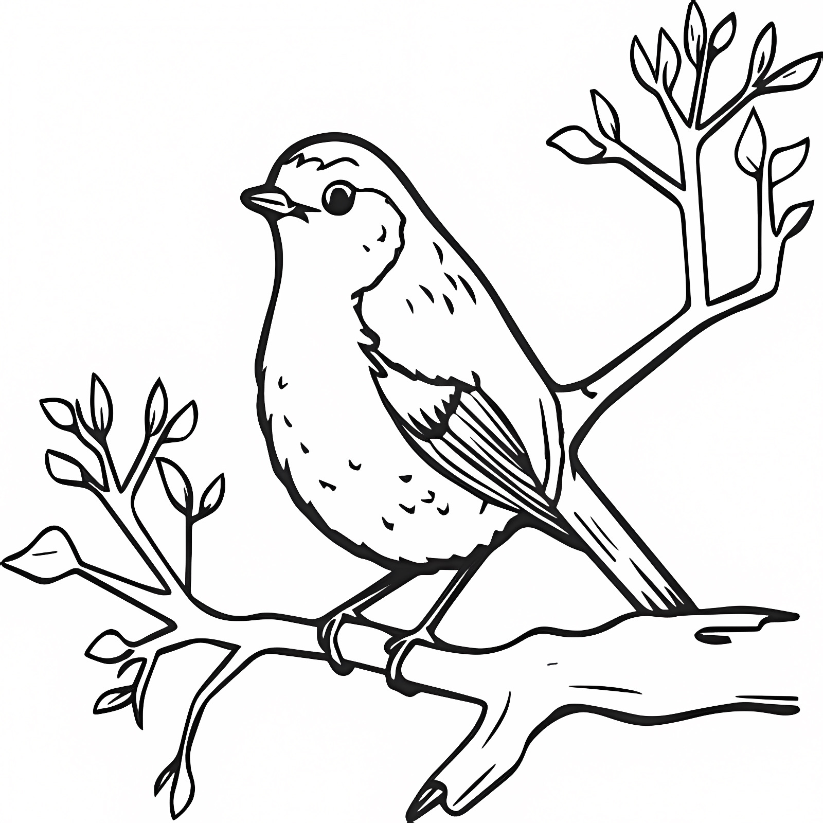 Rouge-gorge oiseau contour — Coloriage à imprimer gratuit