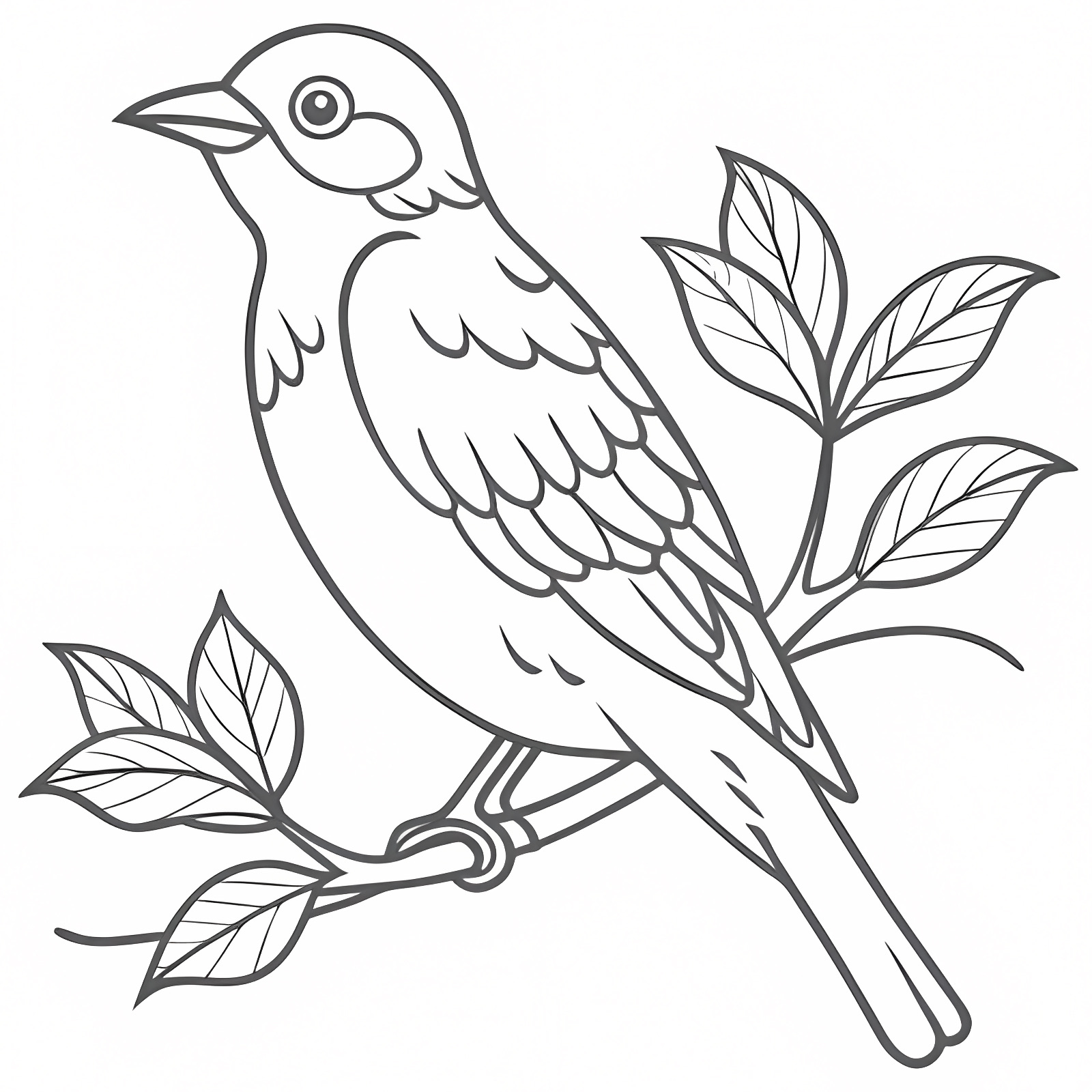 Oiseau perché branche contour — Coloriage à imprimer gratuit