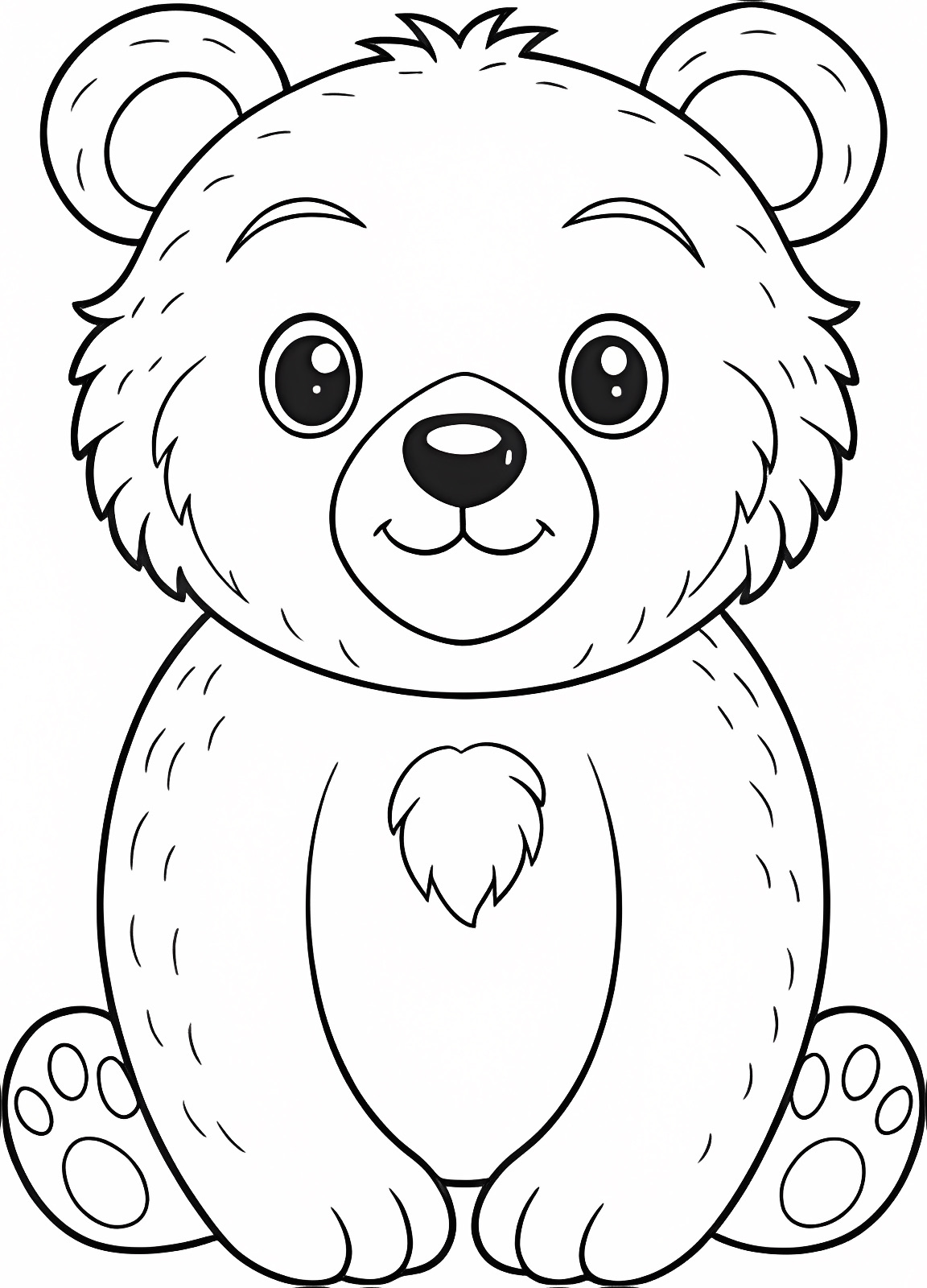 Ours mignon assis — Coloriage à imprimer gratuit
