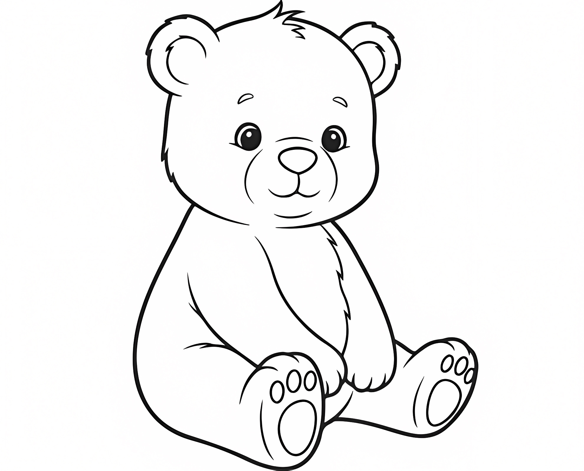Ours mignon assis — Coloriage à imprimer gratuit