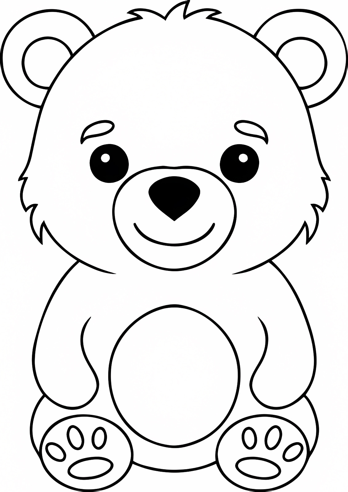 Ours mignon assis — Coloriage à imprimer gratuit