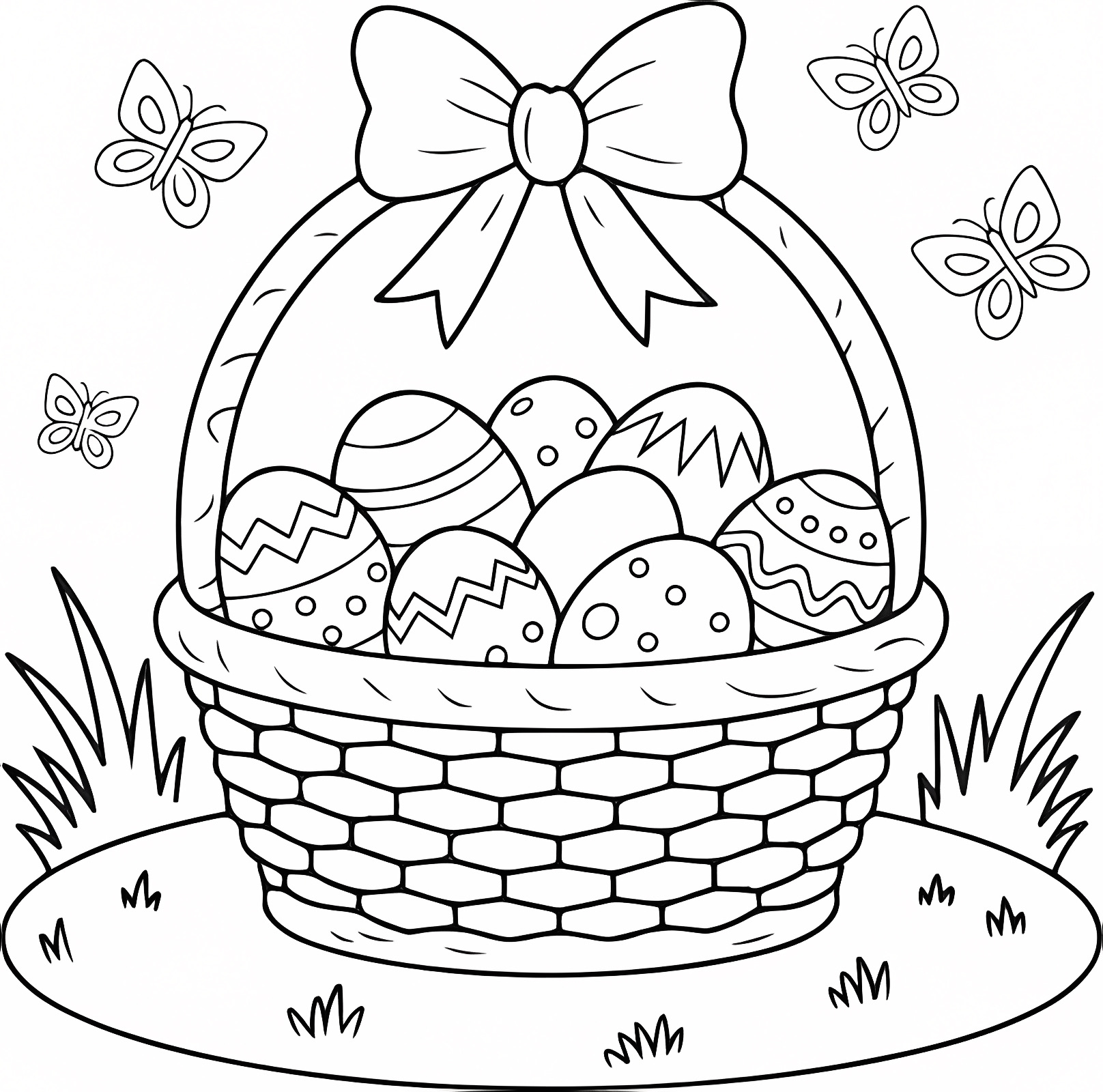 Panier d'œufs de Pâques — Coloriage à imprimer gratuit