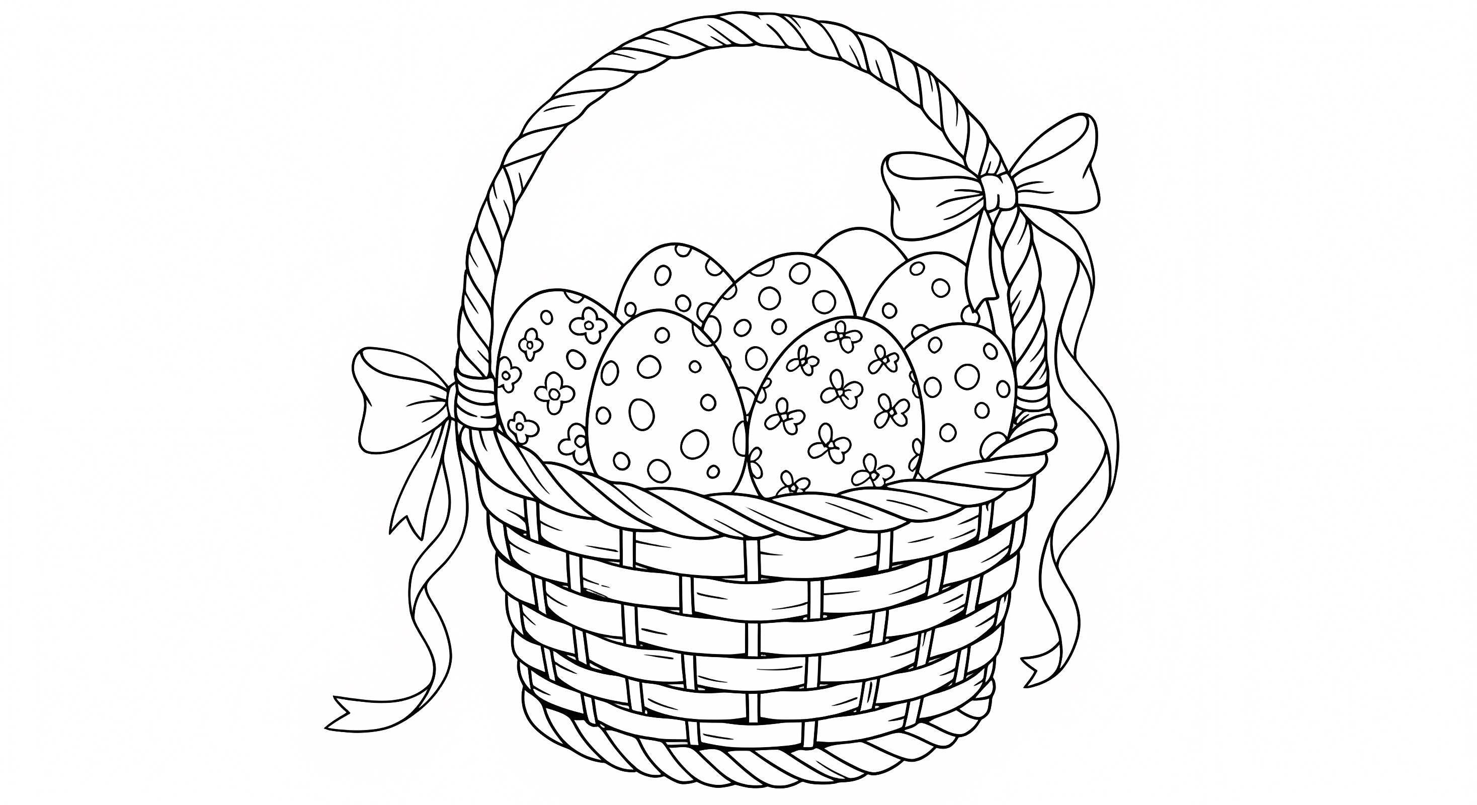 Panier fleuri de Pâques — Coloriage à imprimer gratuit