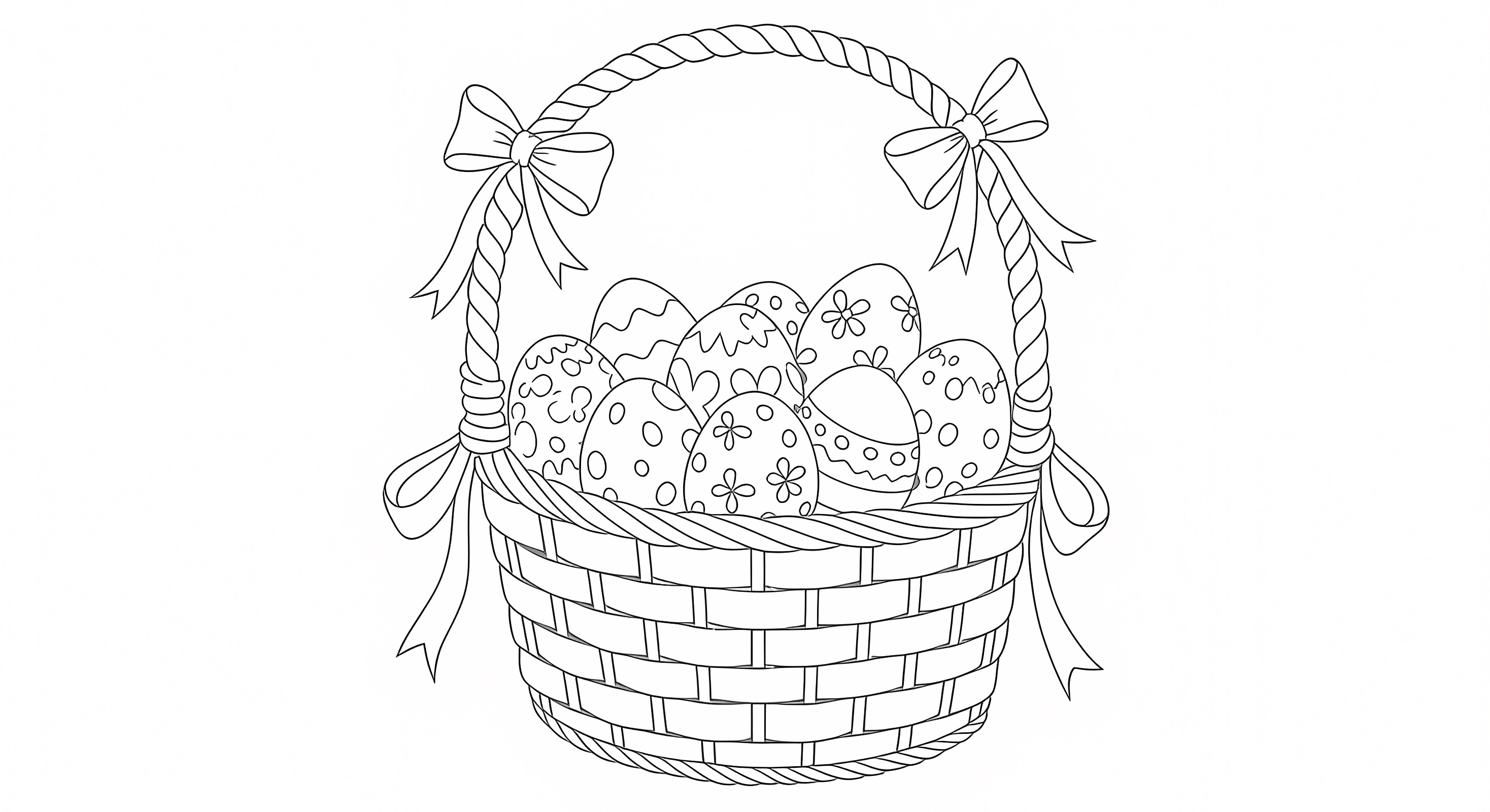 Panier d'œufs de Pâques — Coloriage à imprimer gratuit