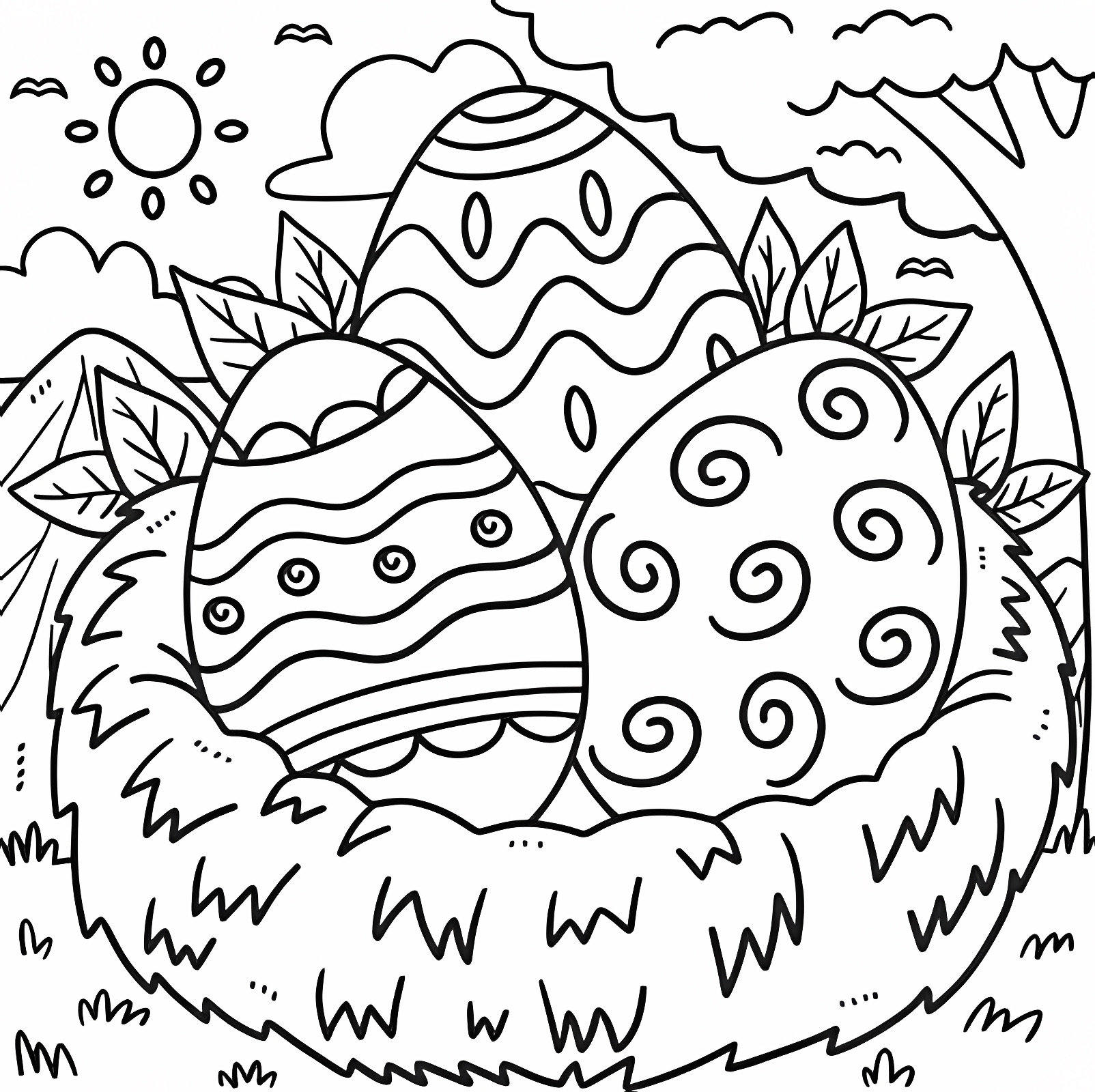 Œufs décorés — Coloriage à imprimer gratuit
