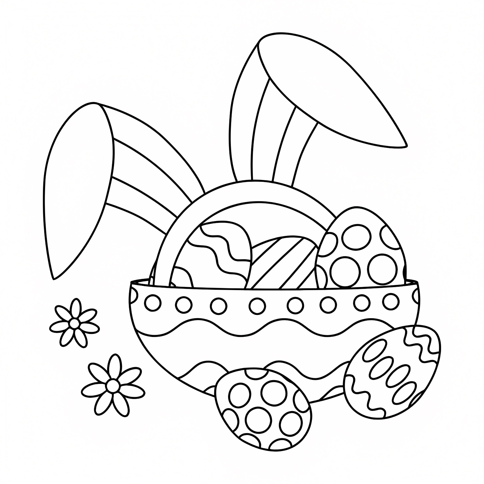 Panier fleuri de Pâques — Coloriage à imprimer gratuit