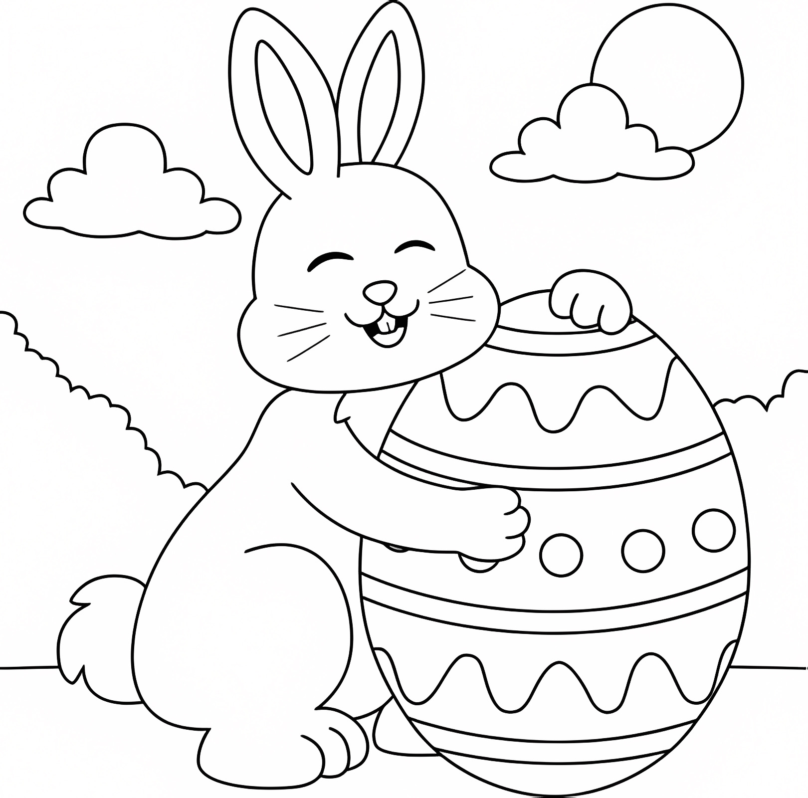 Lapin avec panier — Coloriage à imprimer gratuit