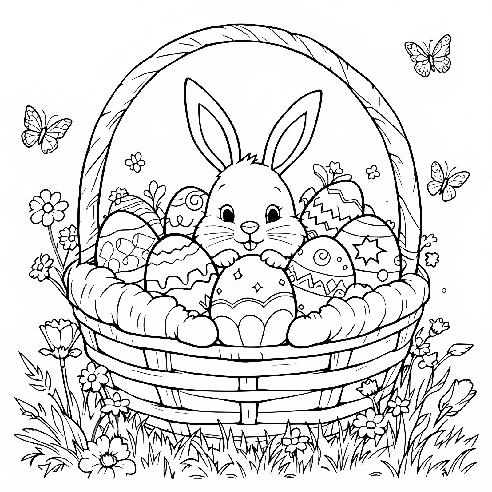 Nid de Pâques — Coloriage à imprimer gratuit