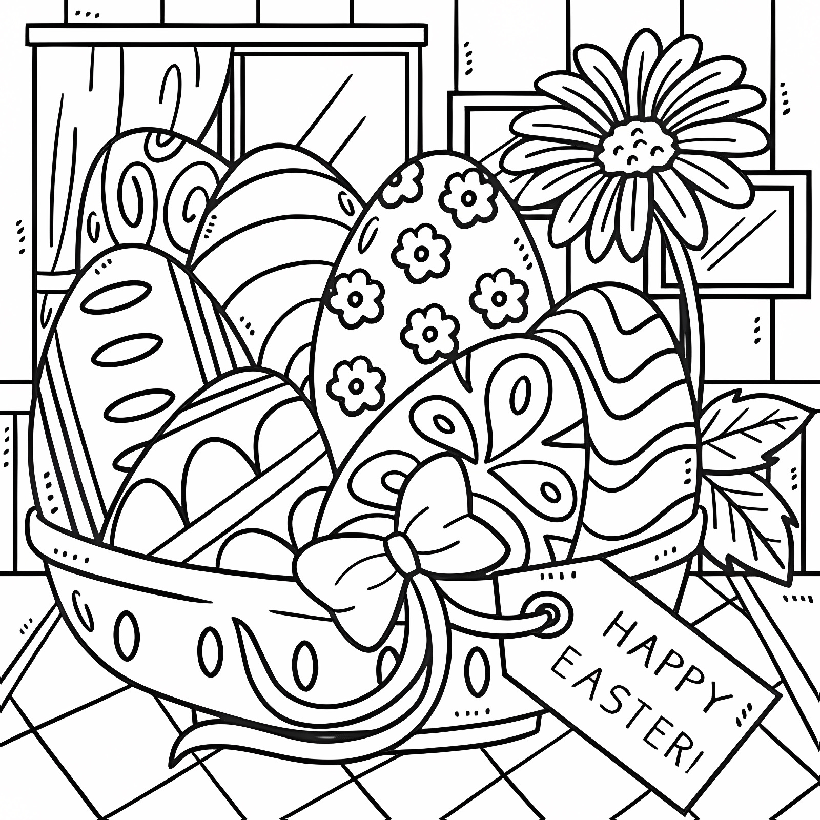 Œufs de Pâques colorés — Coloriage à imprimer gratuit
