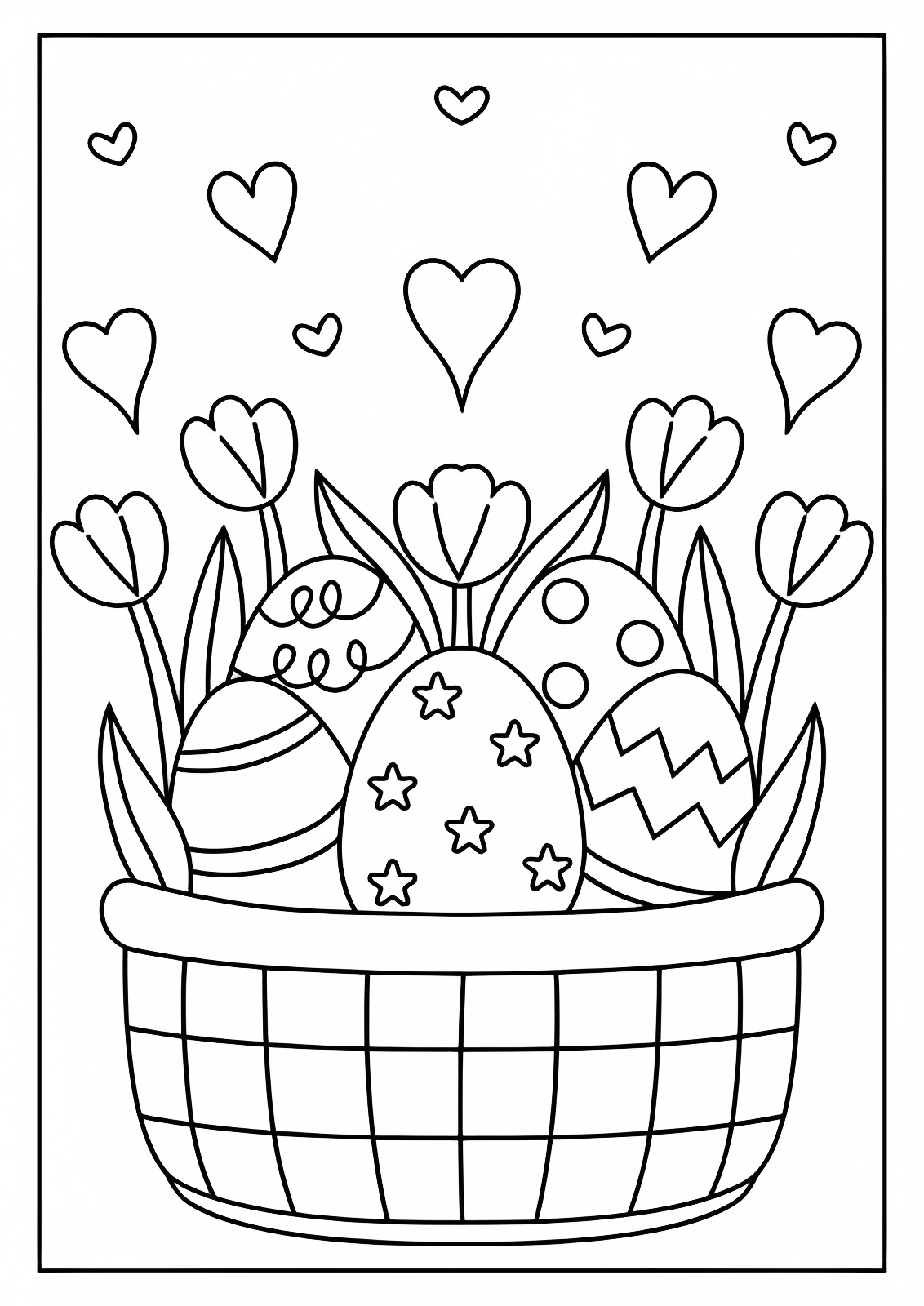 Lapin et œufs — Coloriage à imprimer gratuit