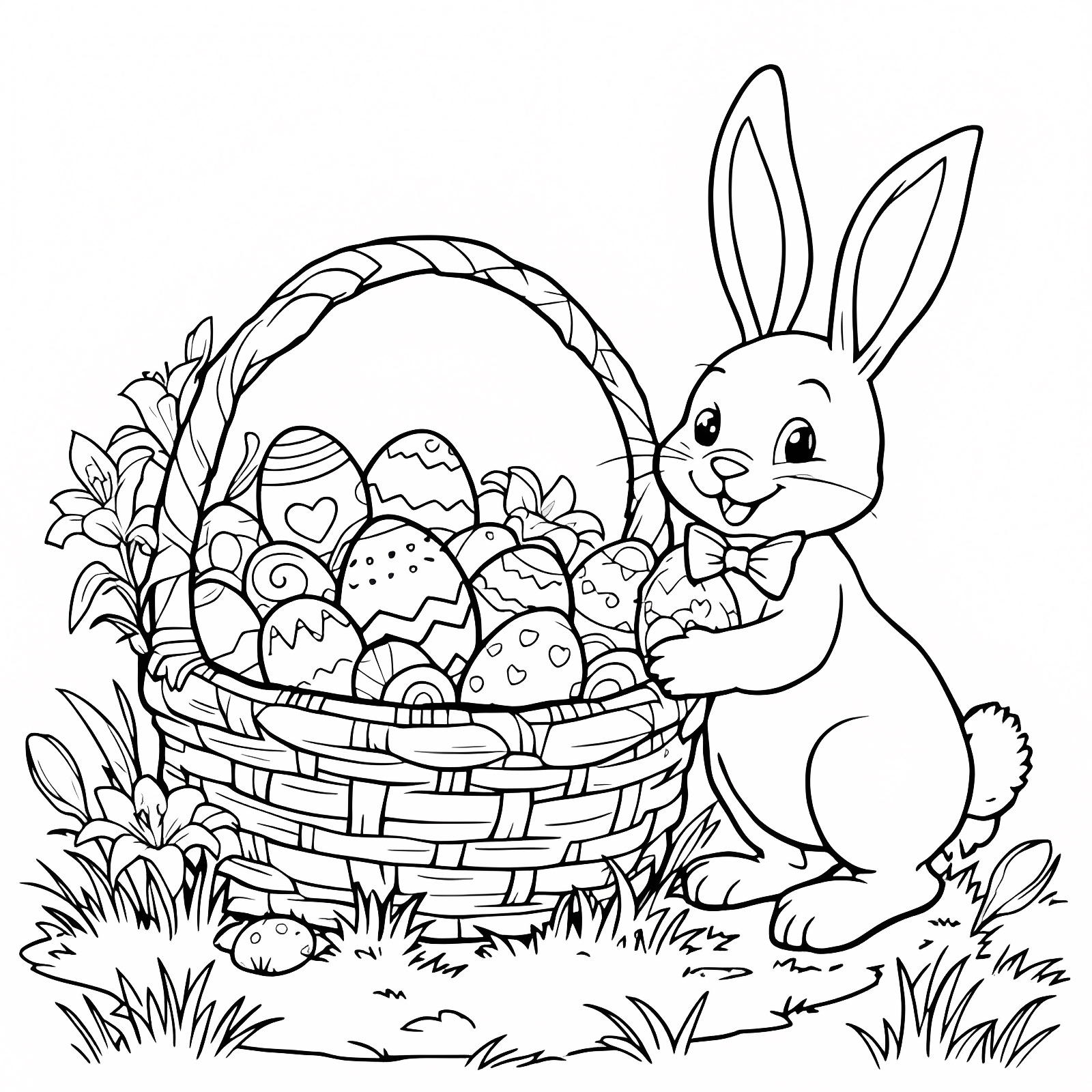 Pâques au jardin — Coloriage à imprimer gratuit