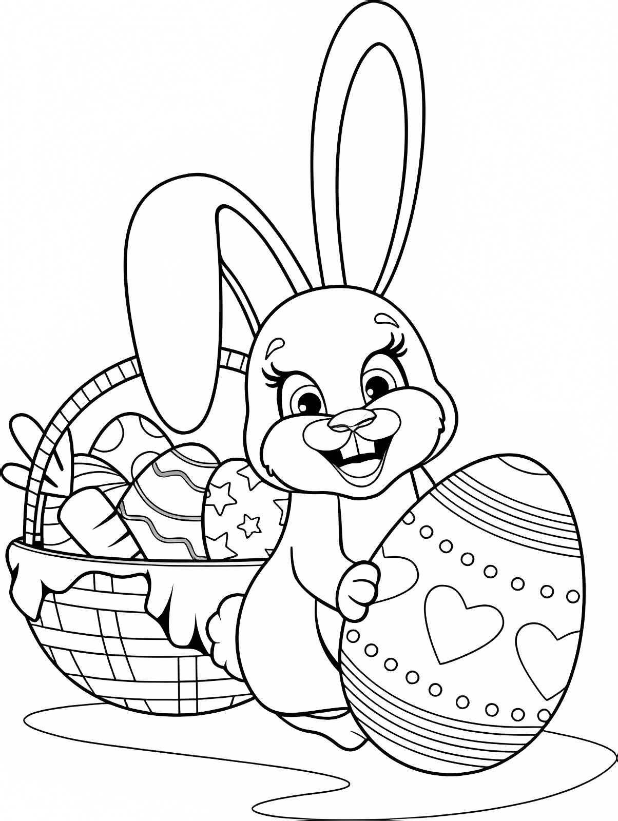 Panier d'œufs de Pâques — Coloriage à imprimer gratuit