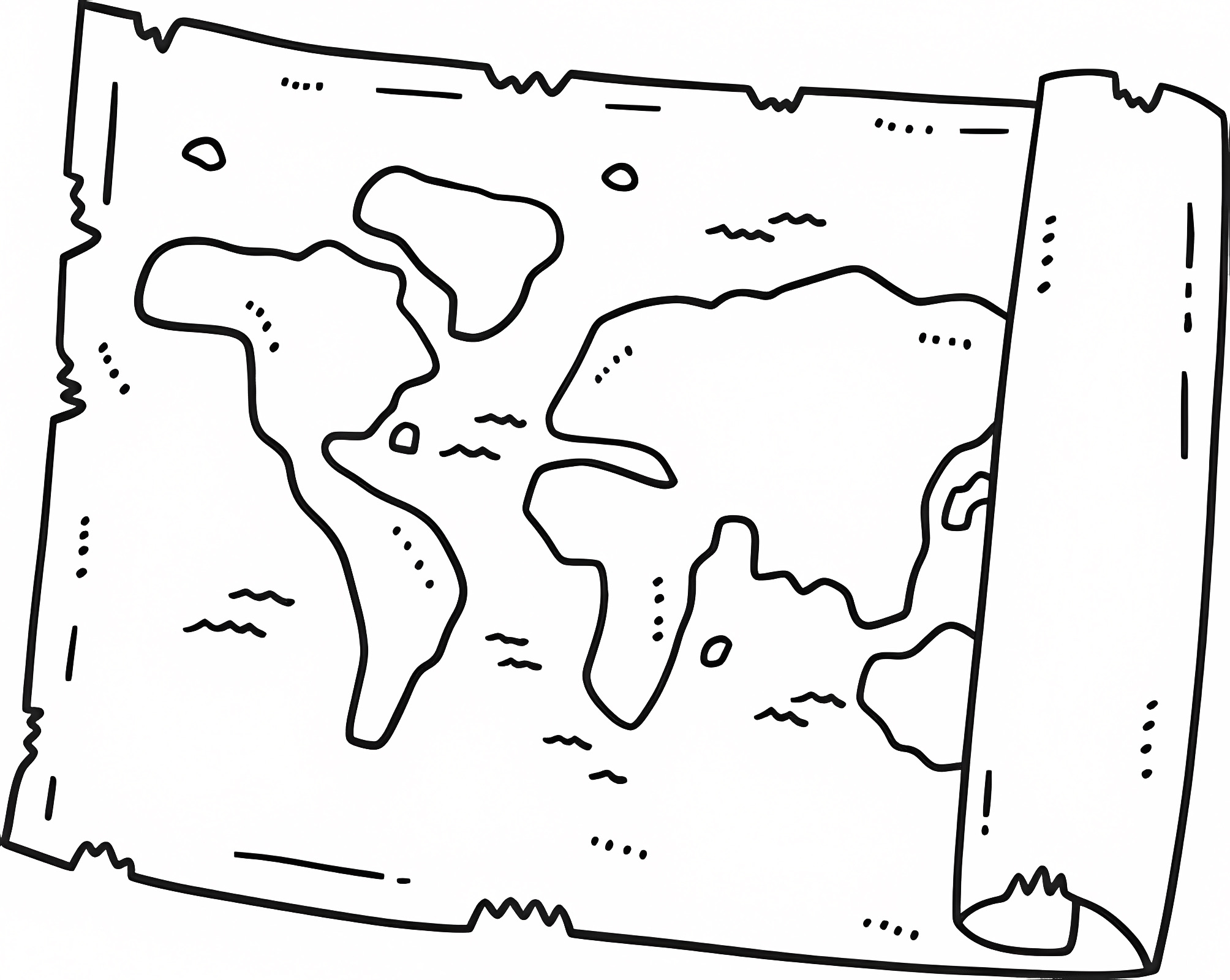 Treasure map for kids — Free printable coloring page
