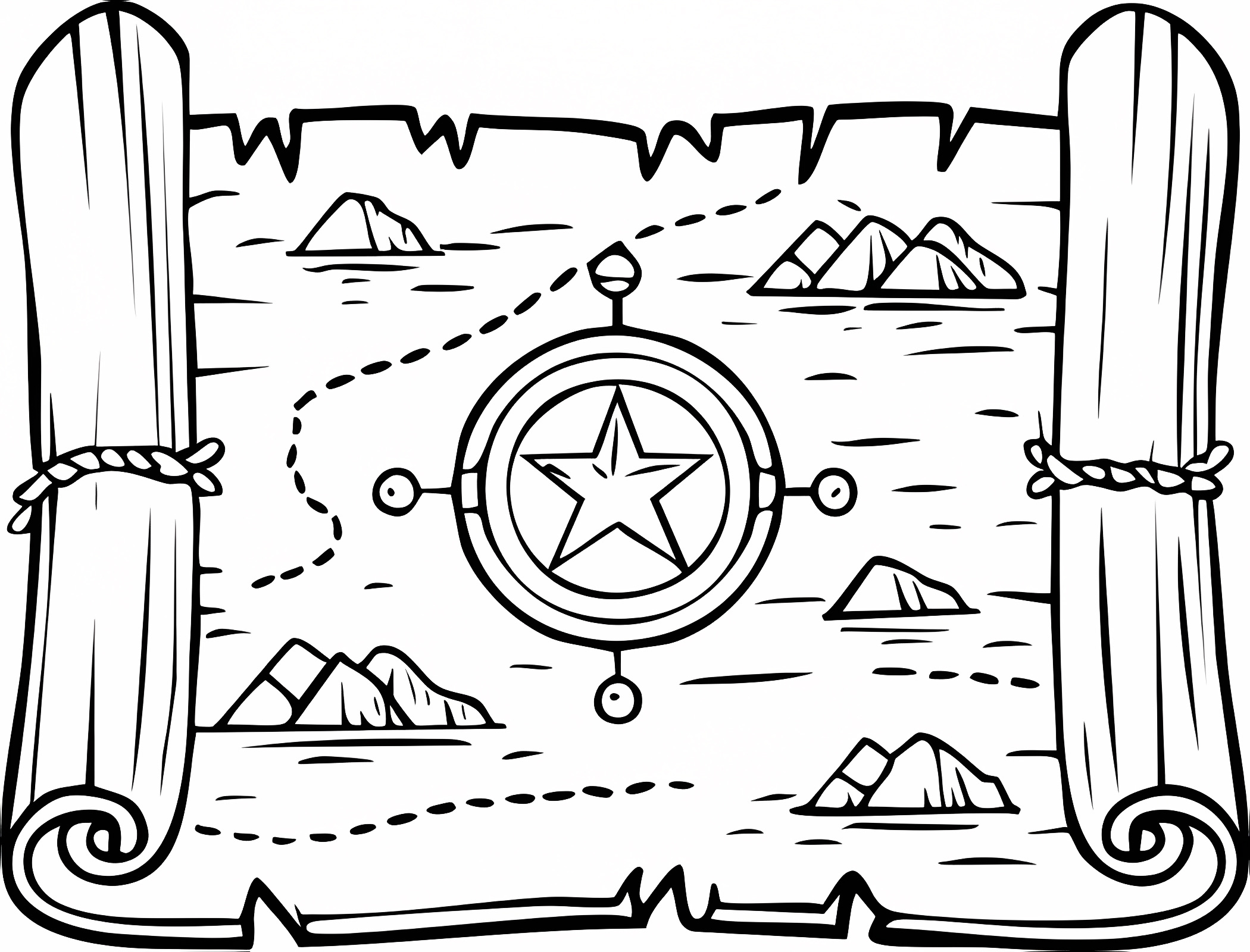 Mysterious pirate map — Free printable coloring page