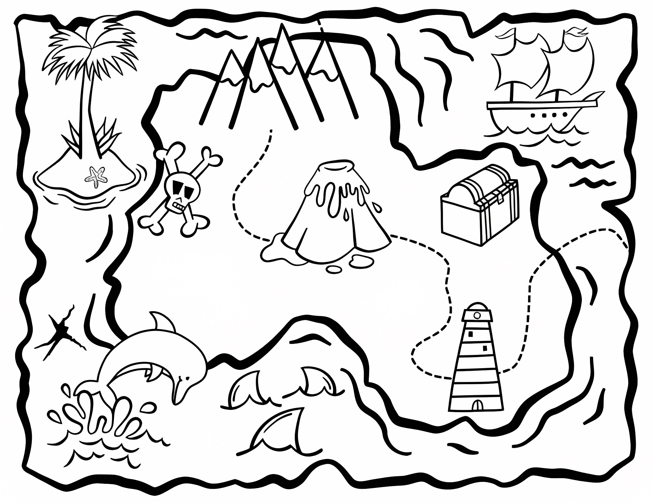 Treasure hunt plan — Free printable coloring page