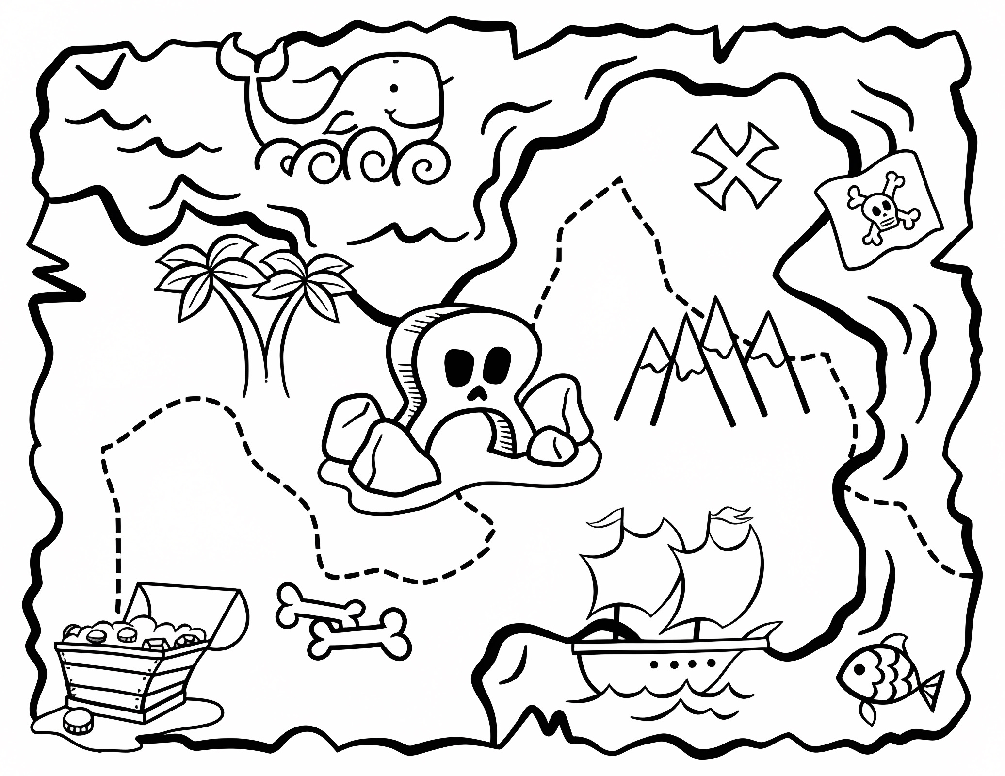 Adventure map to color — Free printable coloring page