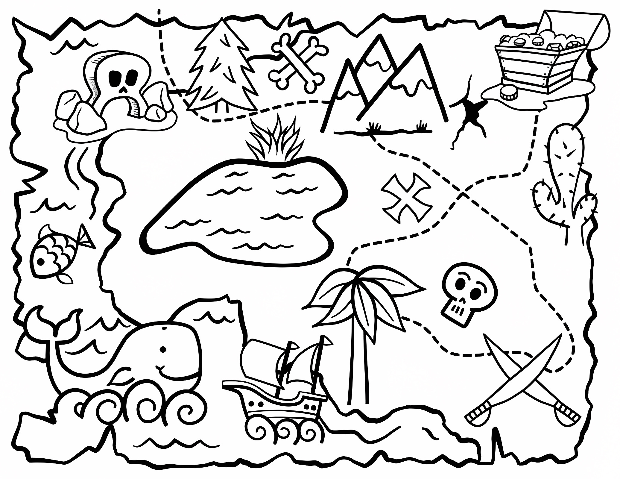 Mysterious old map — Free printable coloring page