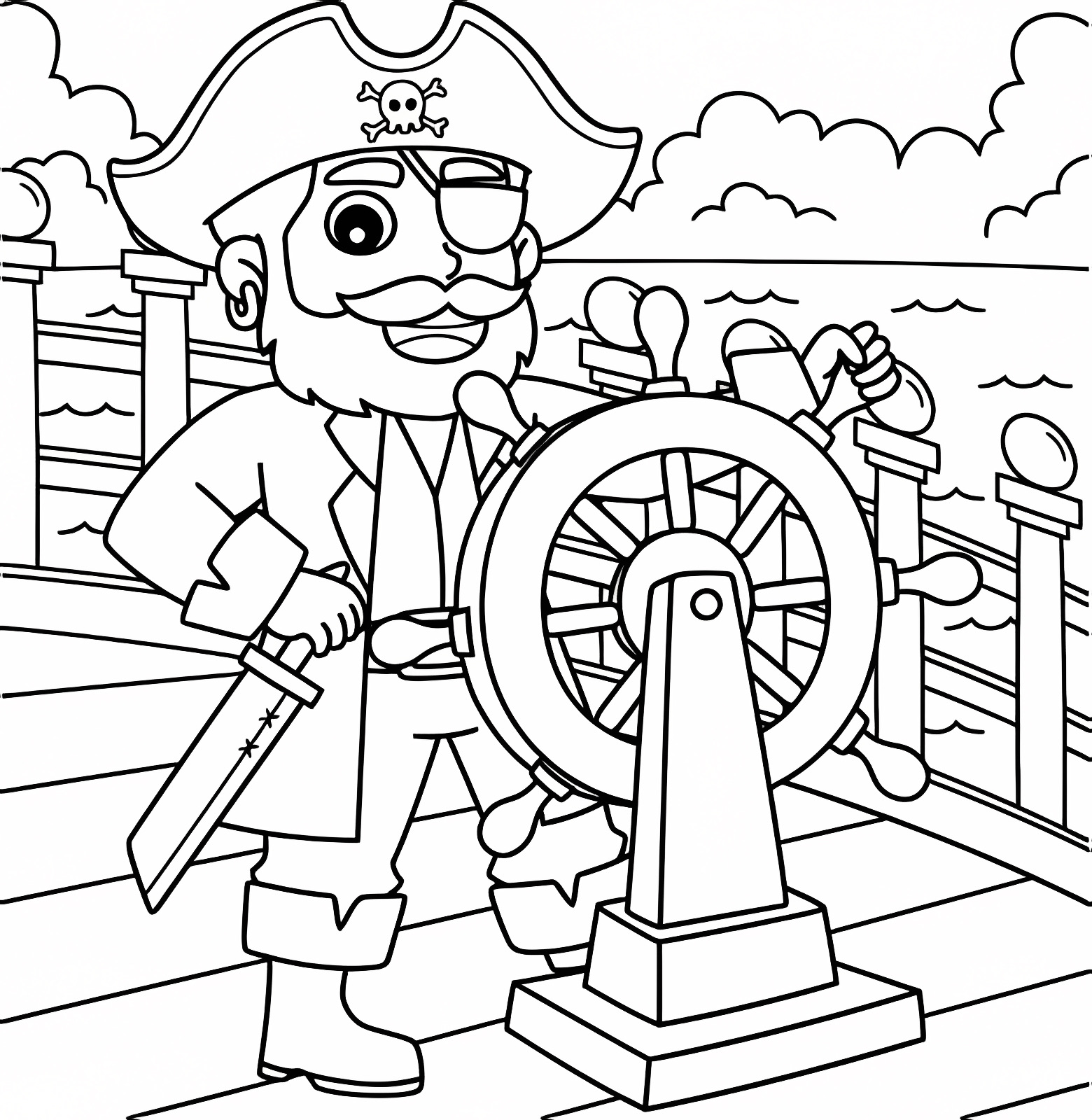 Pirate au trésor — Coloriage à imprimer gratuit