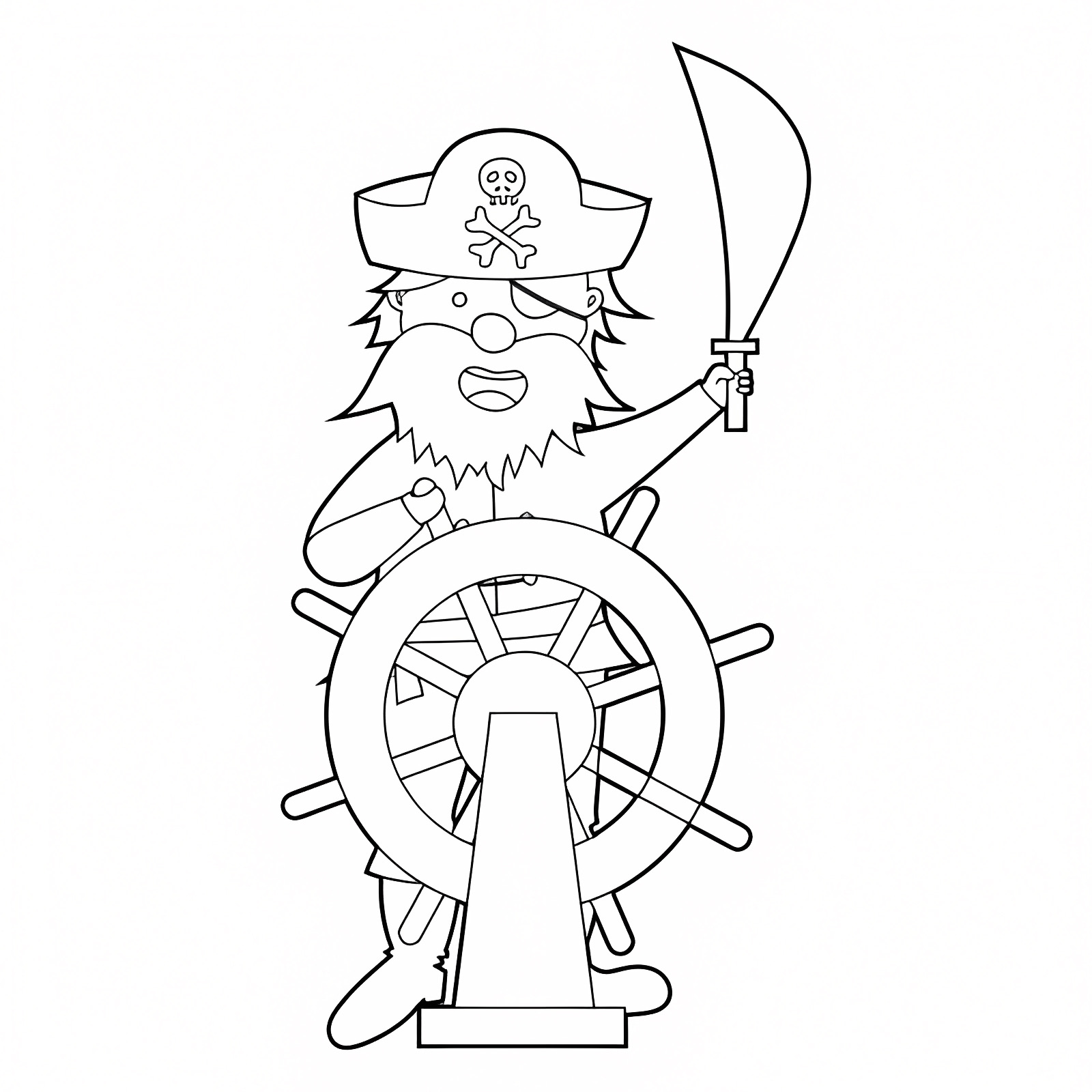 Pirate avec perroquet — Coloriage à imprimer gratuit