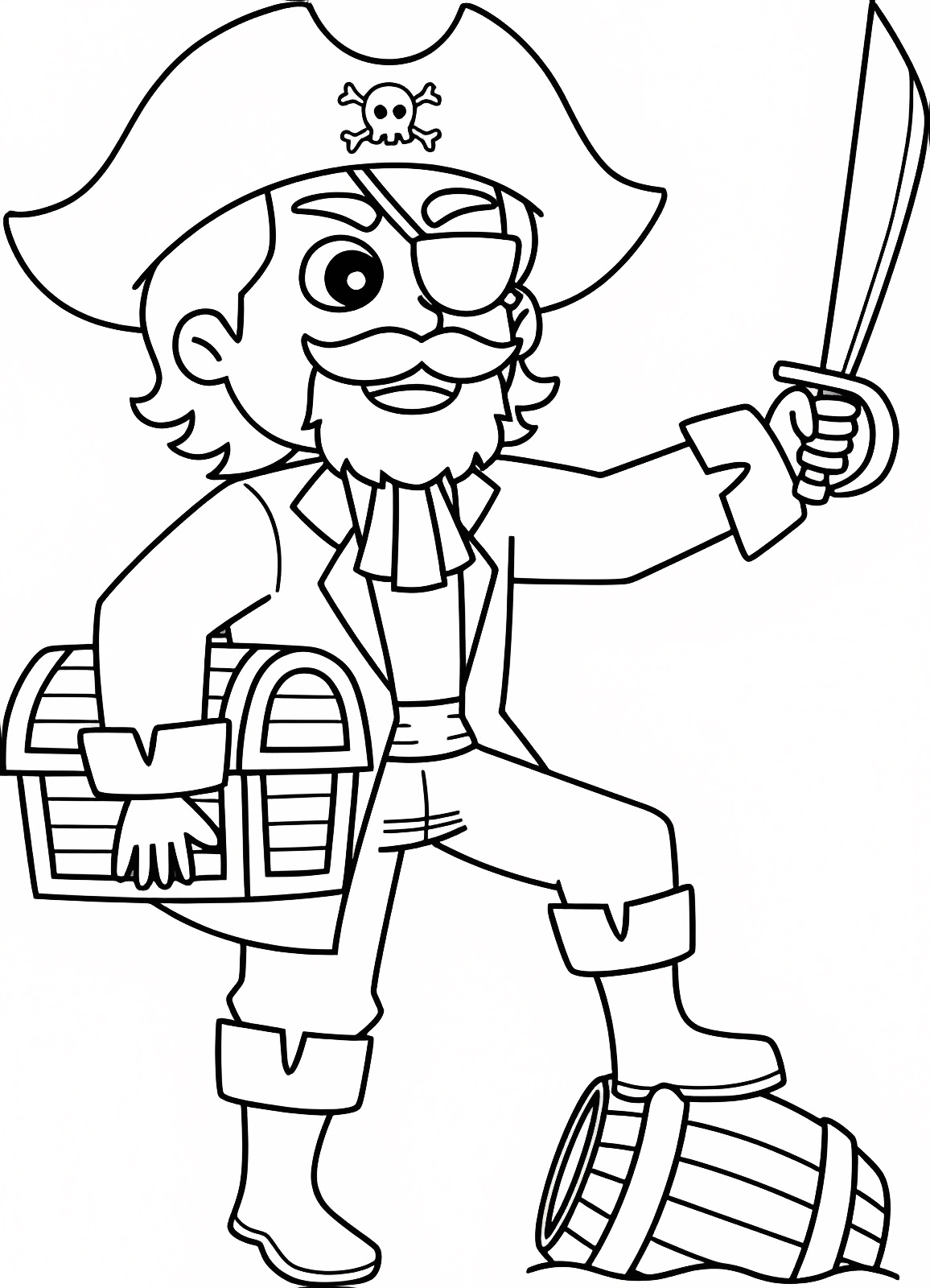 Pirate à la barre — Coloriage à imprimer gratuit