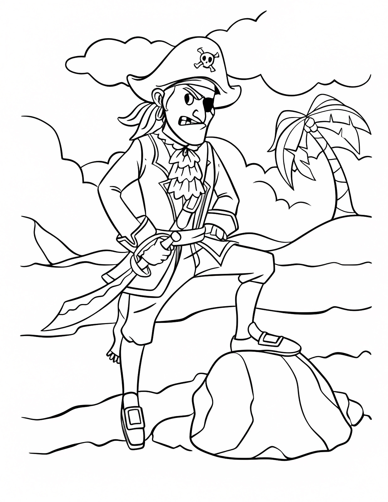 Pirate avec épée — Coloriage à imprimer gratuit
