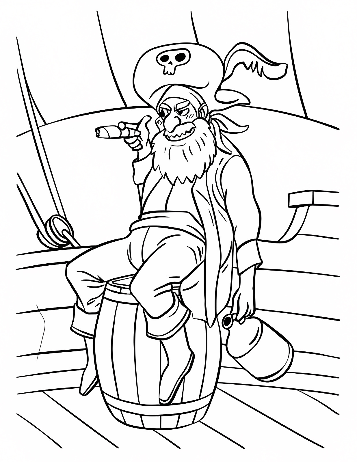 Pirate au trésor — Coloriage à imprimer gratuit