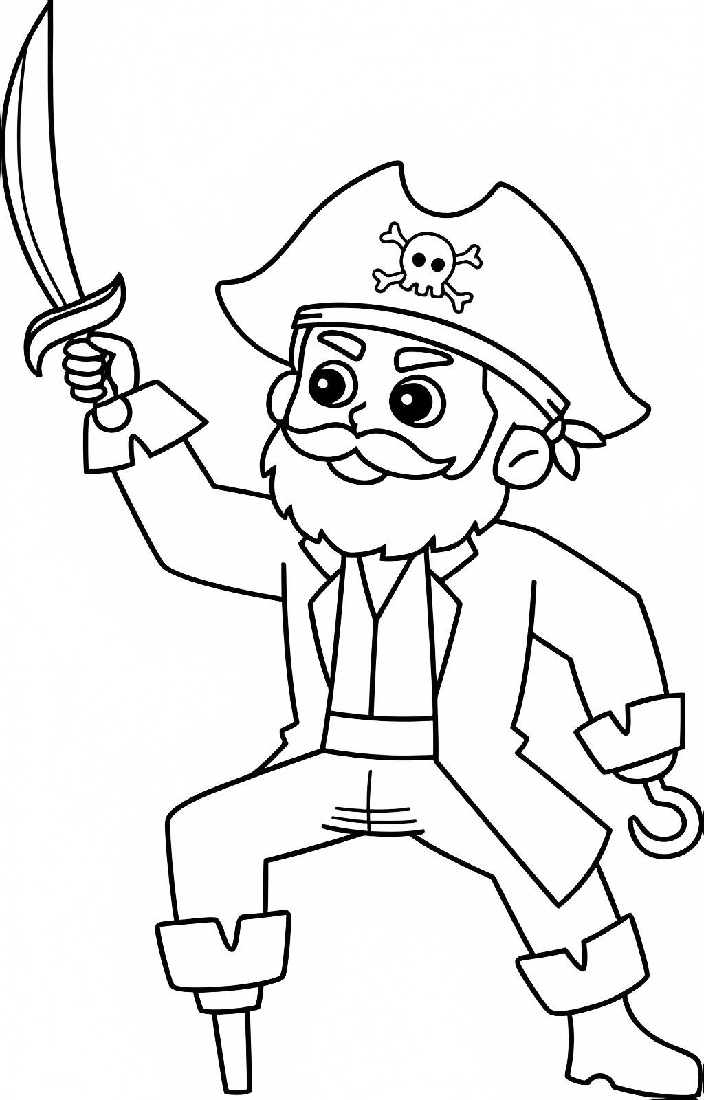 Pirate avec perroquet — Coloriage à imprimer gratuit