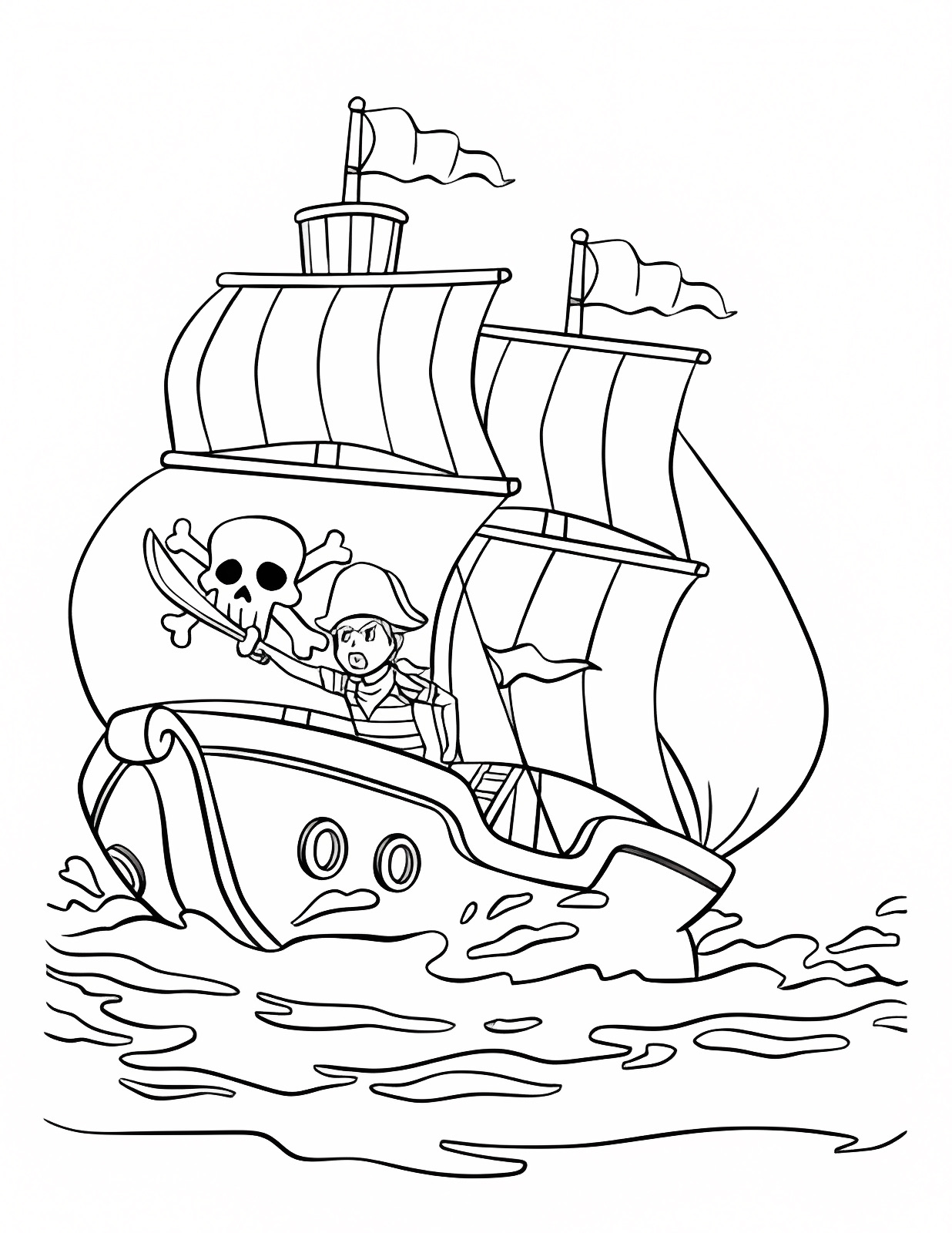 Pirate avec perroquet — Coloriage à imprimer gratuit