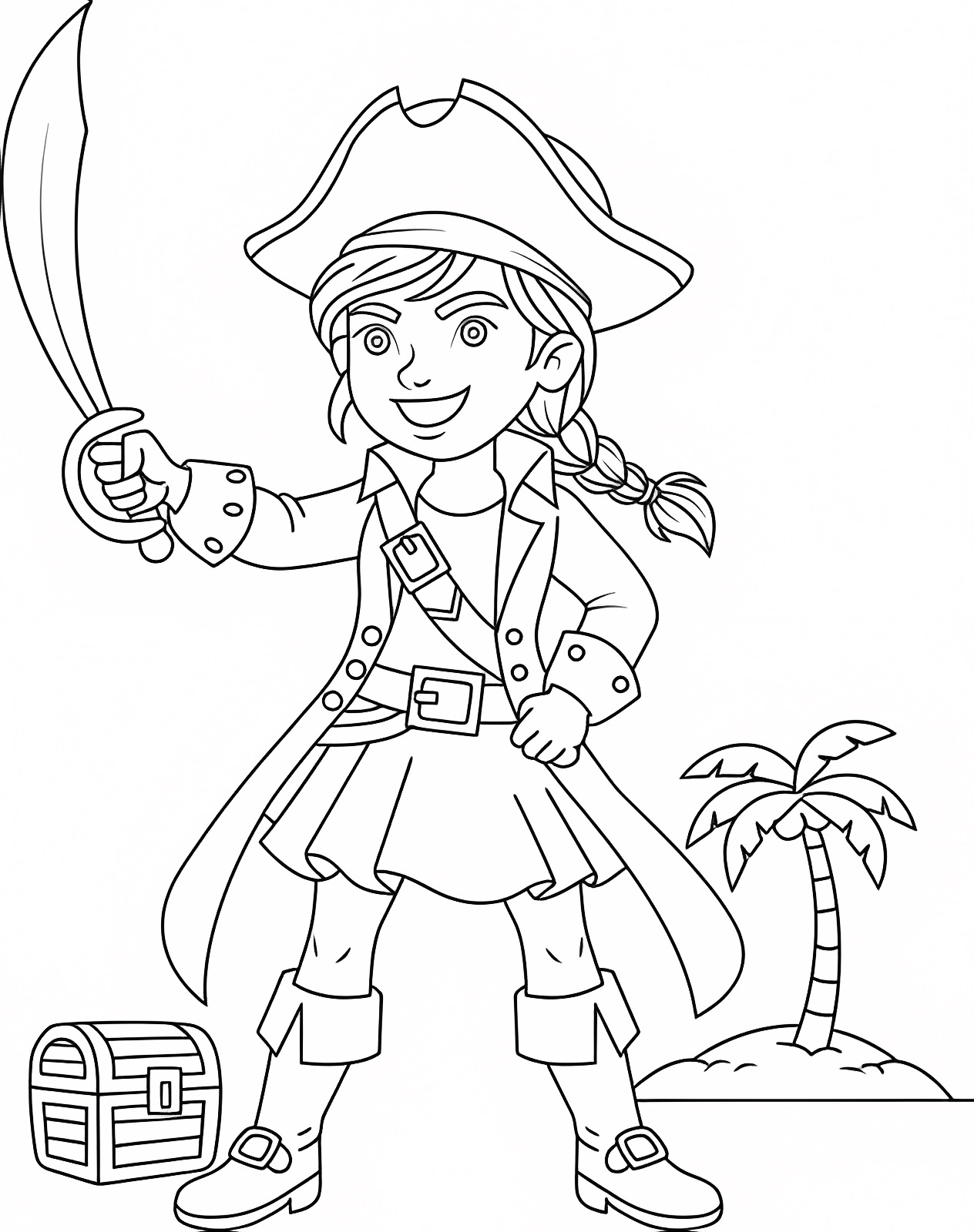 Pirate à la barre — Coloriage à imprimer gratuit