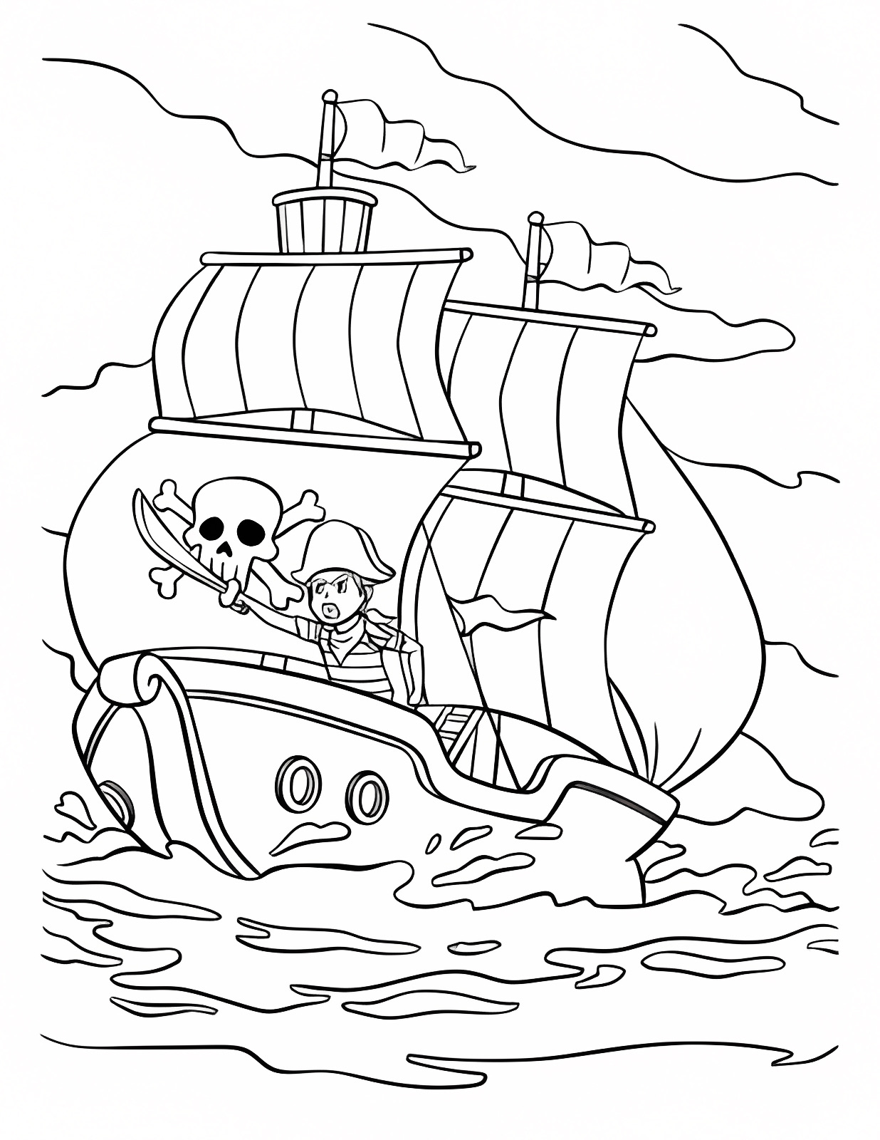 Pirate avec épée — Coloriage à imprimer gratuit