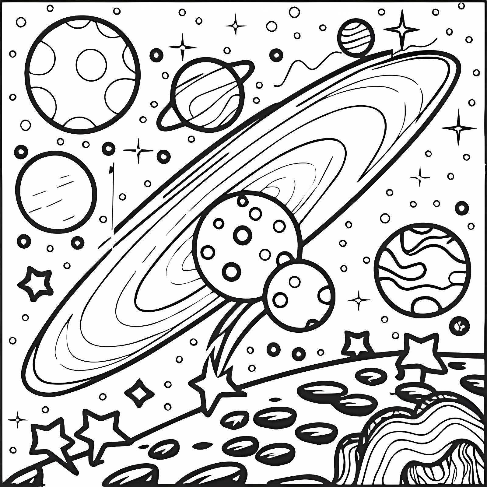 Solar system to color — Free printable coloring page