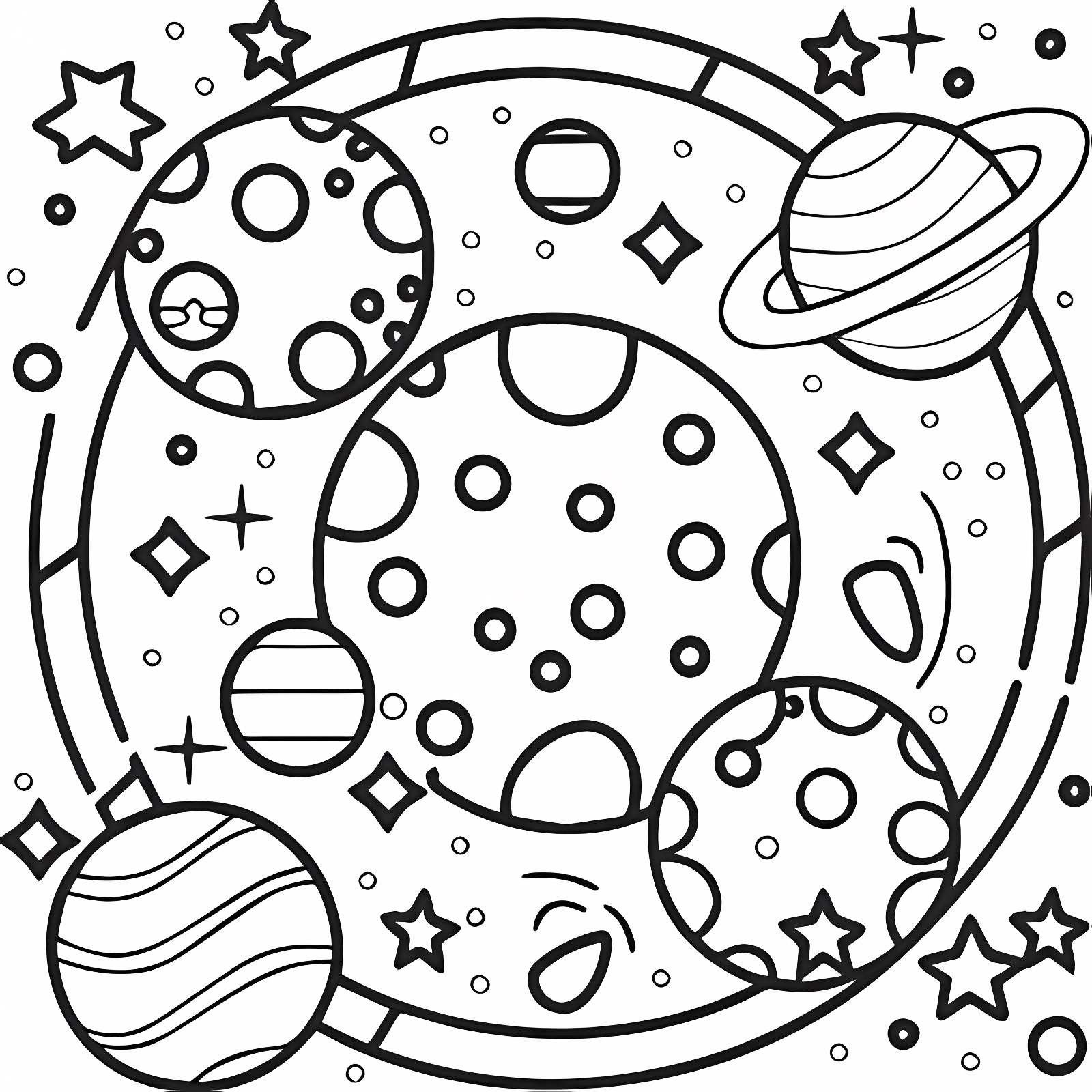 Rocket in space — Free printable coloring page