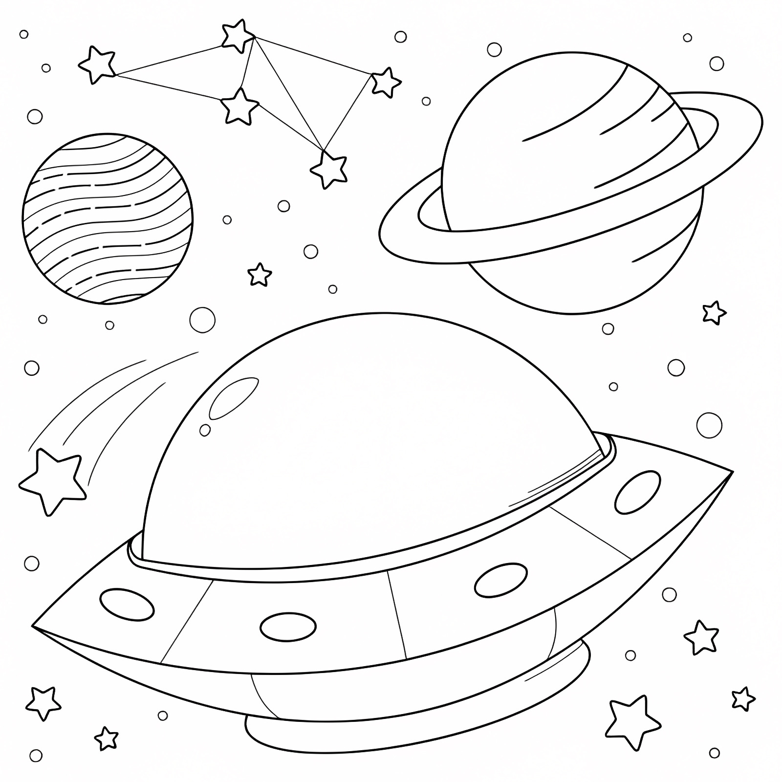 Shooting stars in the sky — Free printable coloring page