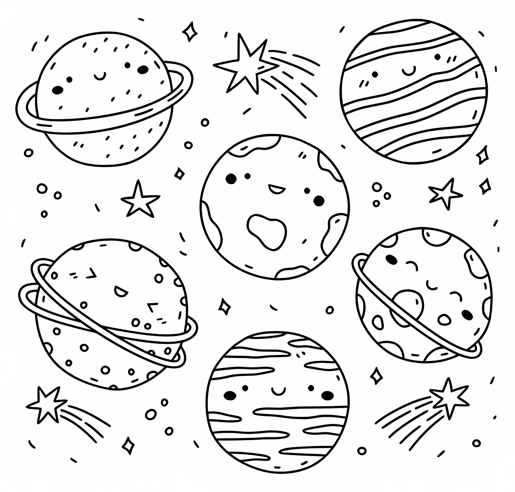 Asteroids and comets — Free printable coloring page