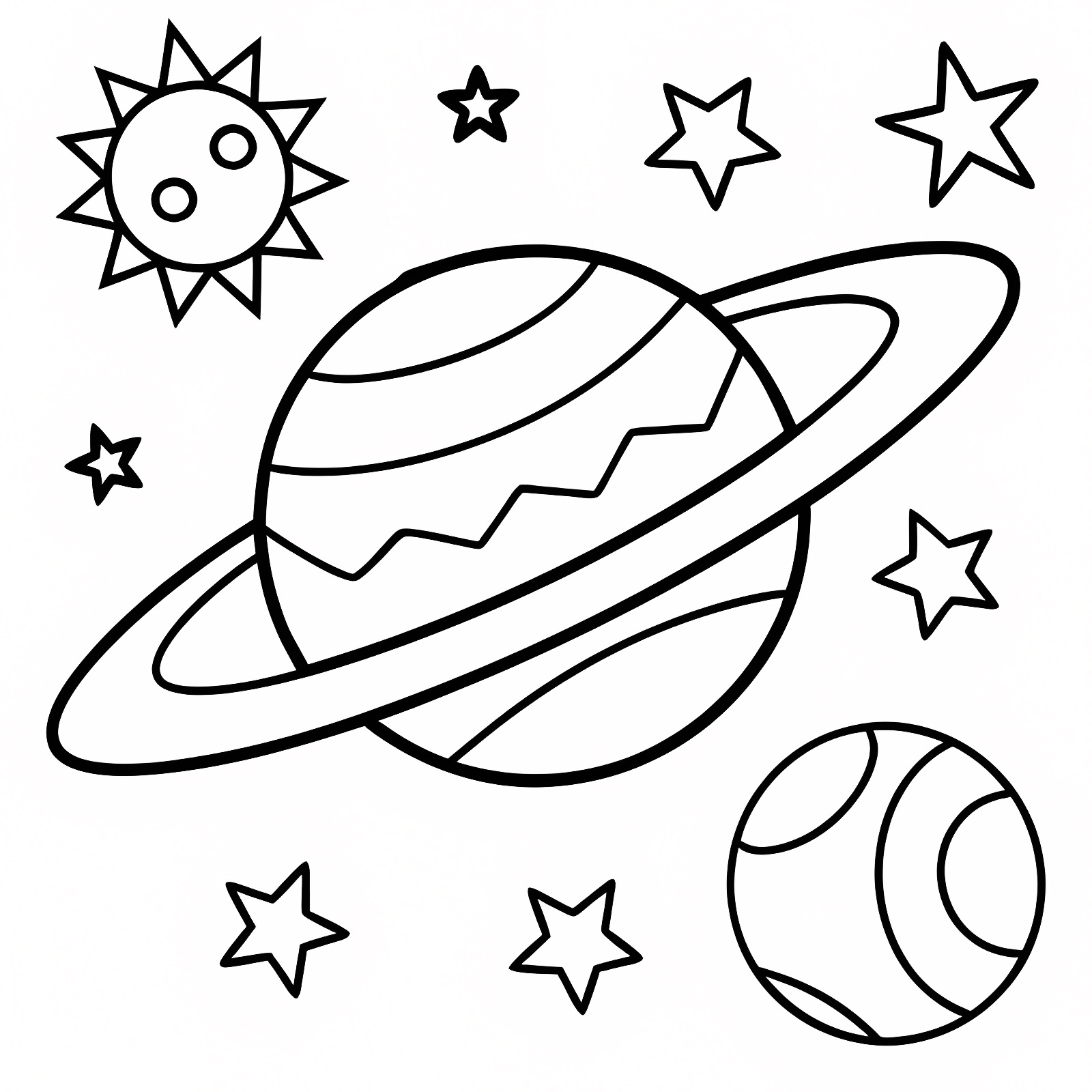 Earth and the Moon — Free printable coloring page