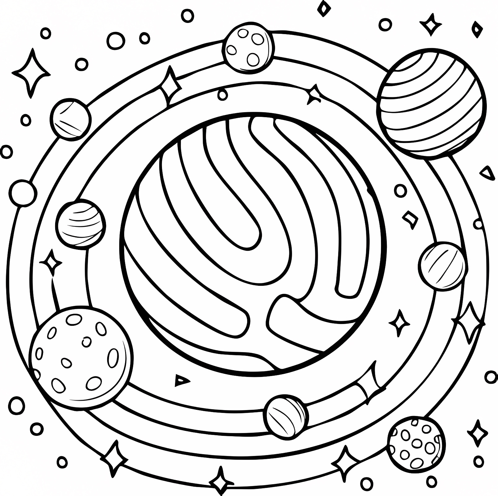 Solar system to color — Free printable coloring page