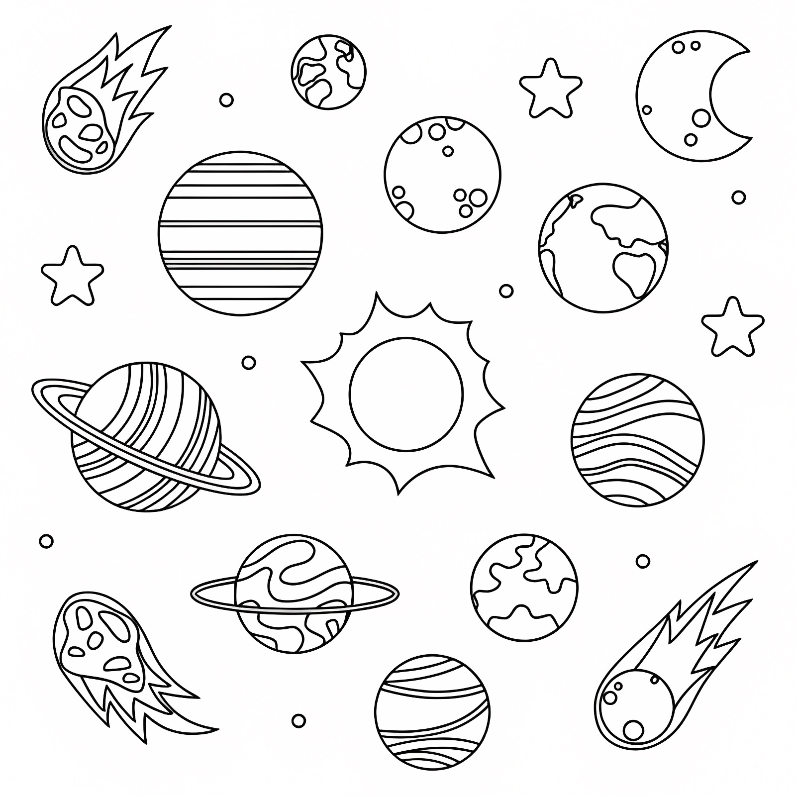 Saturn and its rings — Free printable coloring page