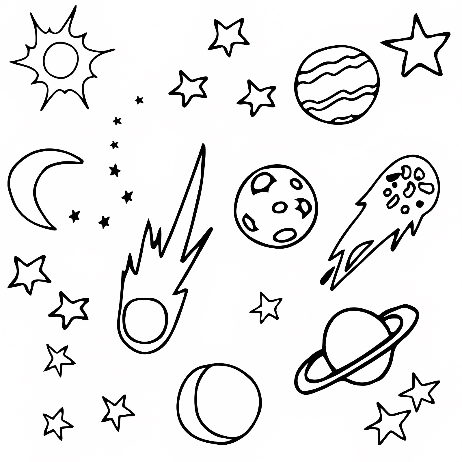 Space exploration — Free printable coloring page