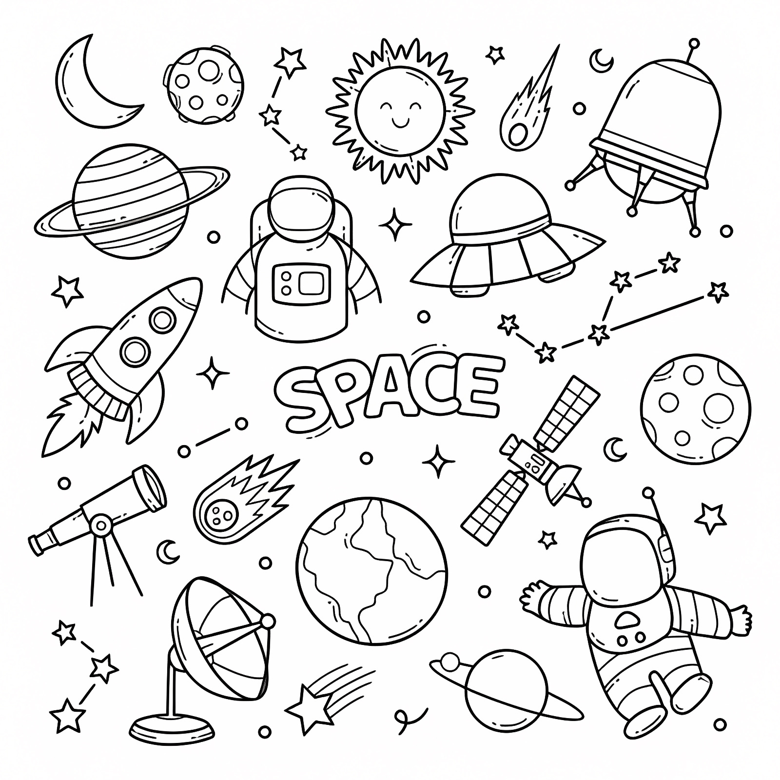 Colorful nebula to paint — Free printable coloring page