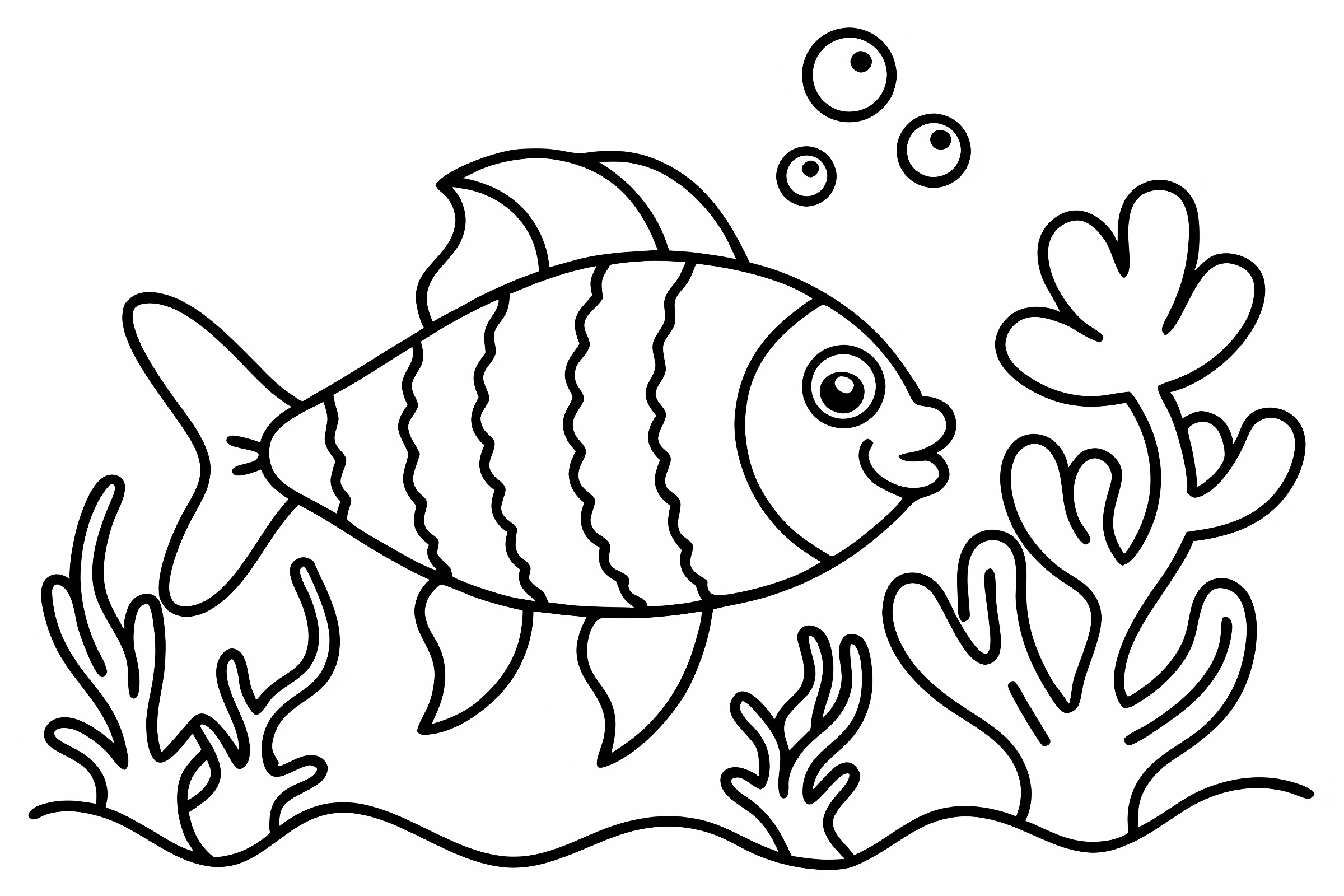 Poisson nageant parmi coraux — Coloriage à imprimer gratuit
