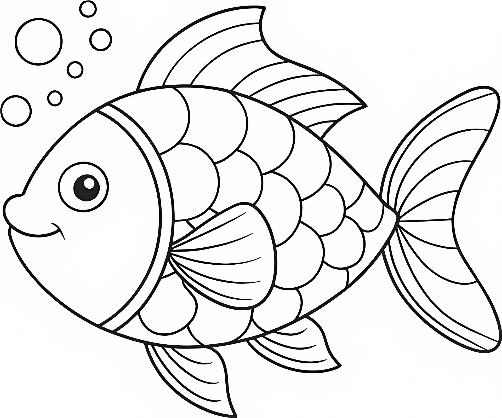 Poisson dessin animé bulles — Coloriage à imprimer gratuit