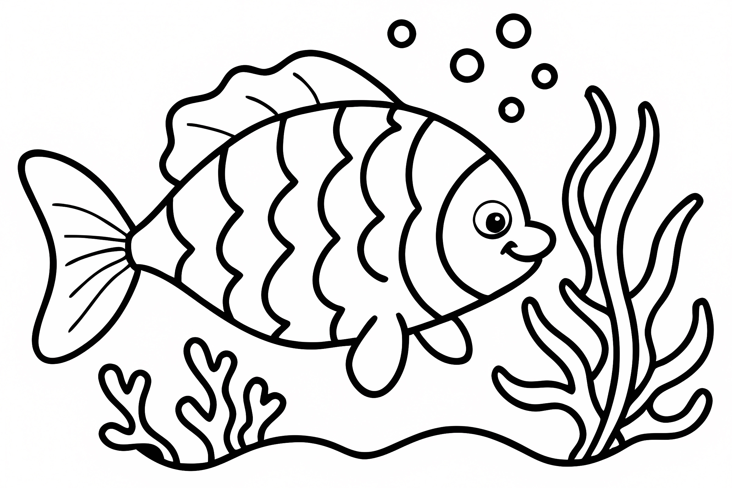 Poisson ligne art sous-marin — Coloriage à imprimer gratuit