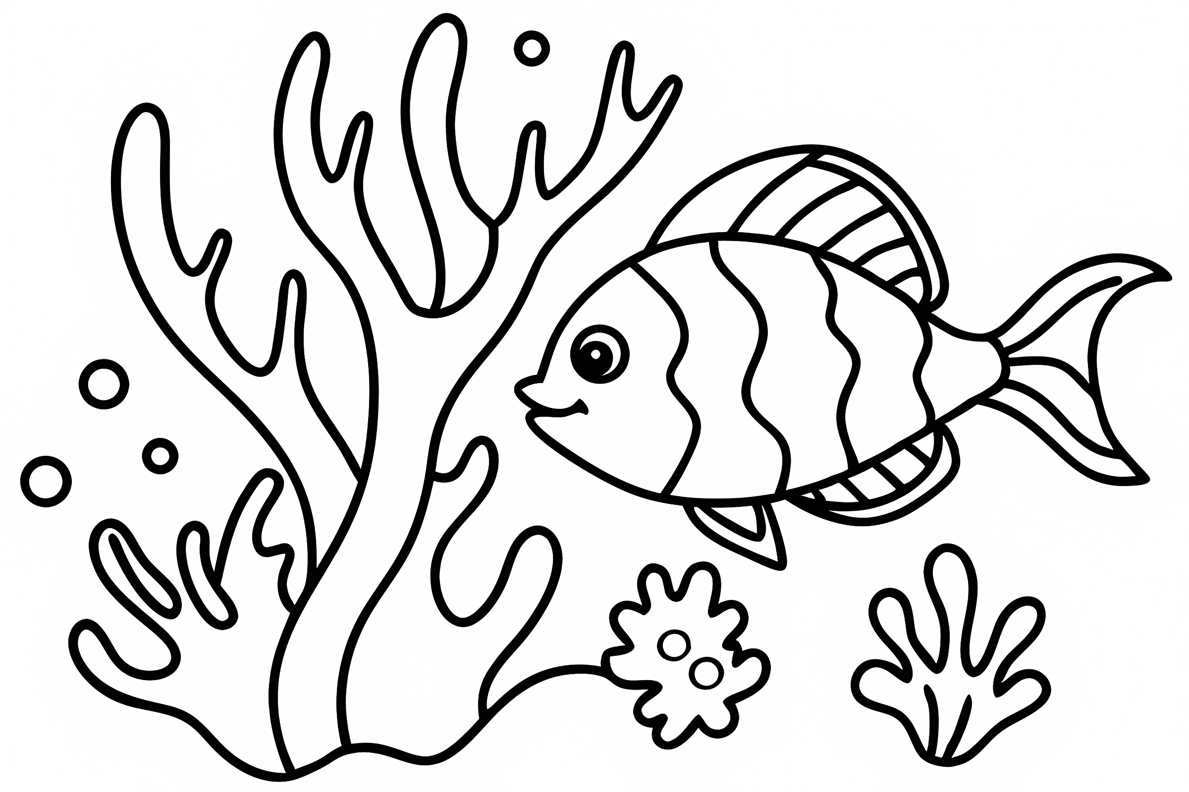 Poisson rayé corail — Coloriage à imprimer gratuit
