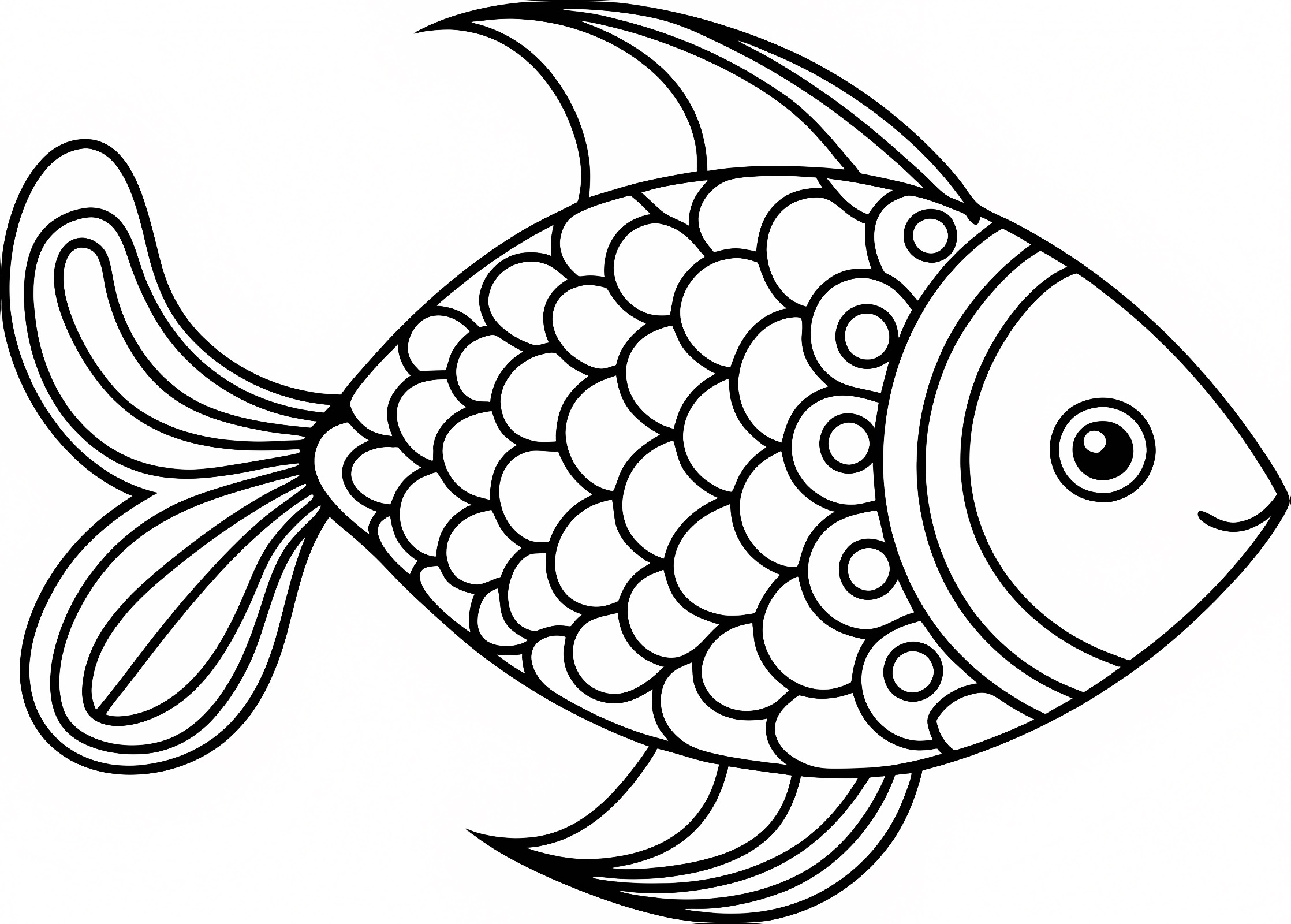 Poisson décoratif ligne art — Coloriage à imprimer gratuit