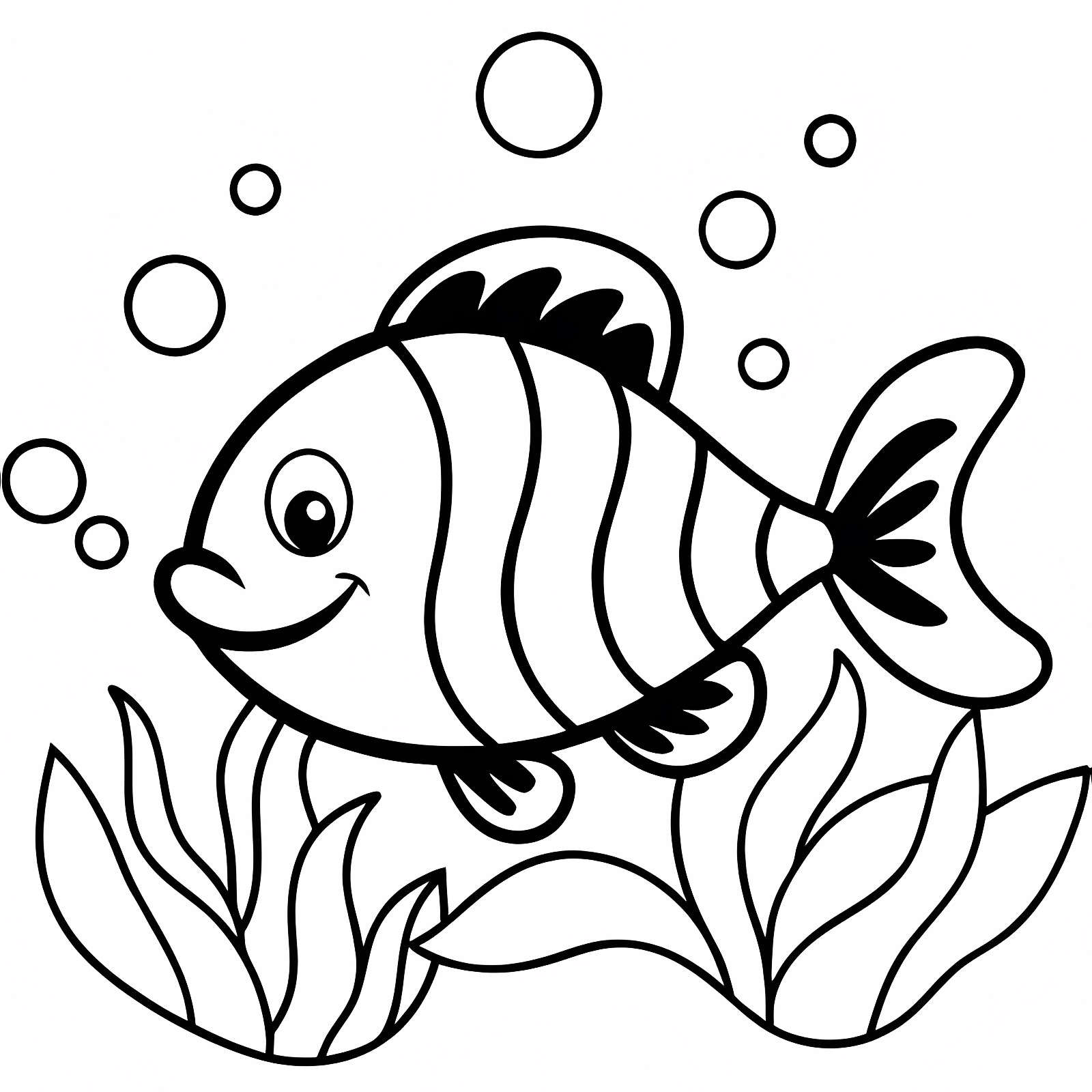 Poisson et amis océan — Coloriage à imprimer gratuit