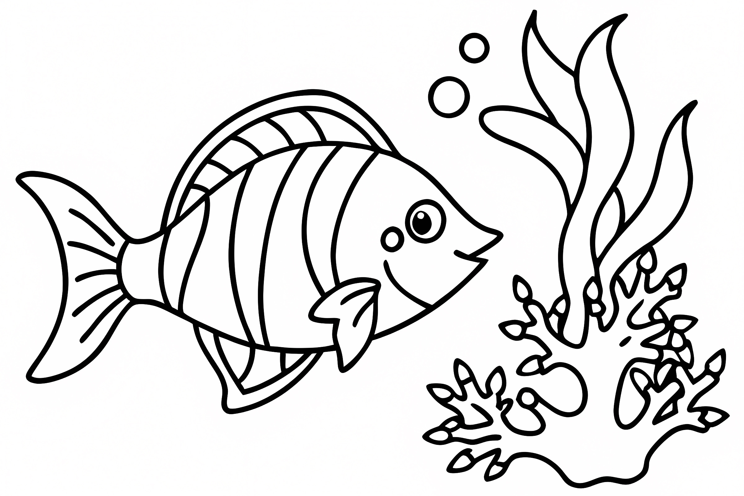 Poisson rayé dessin animé — Coloriage à imprimer gratuit
