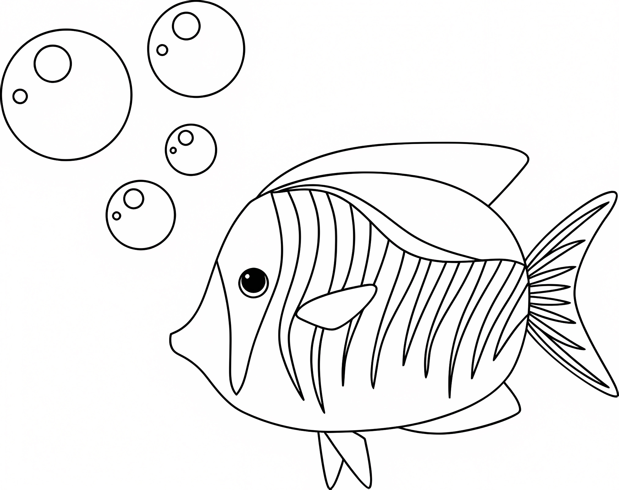 Poisson noir et blanc doodle — Coloriage à imprimer gratuit