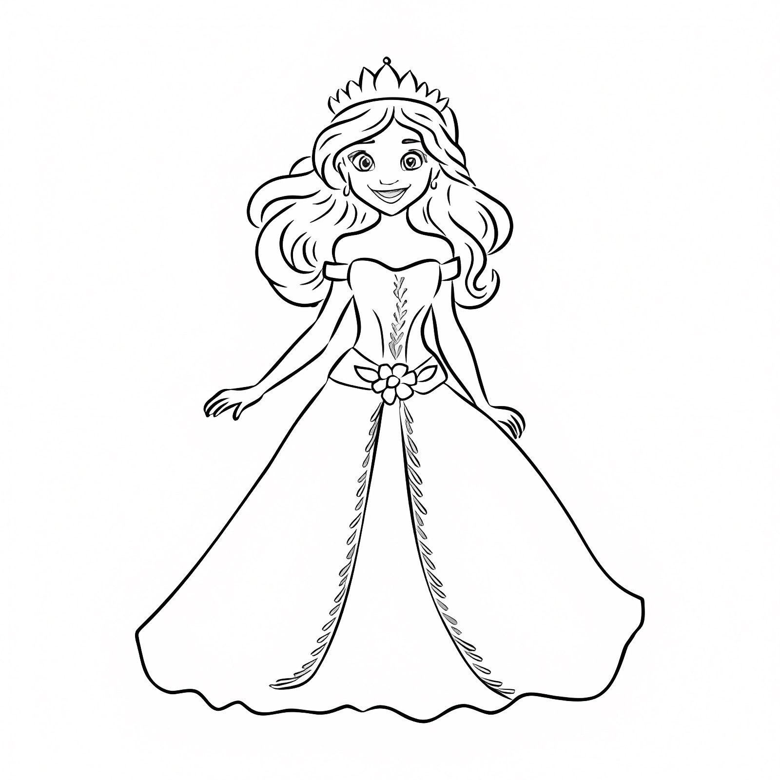 Princesse au balcon — Coloriage à imprimer gratuit