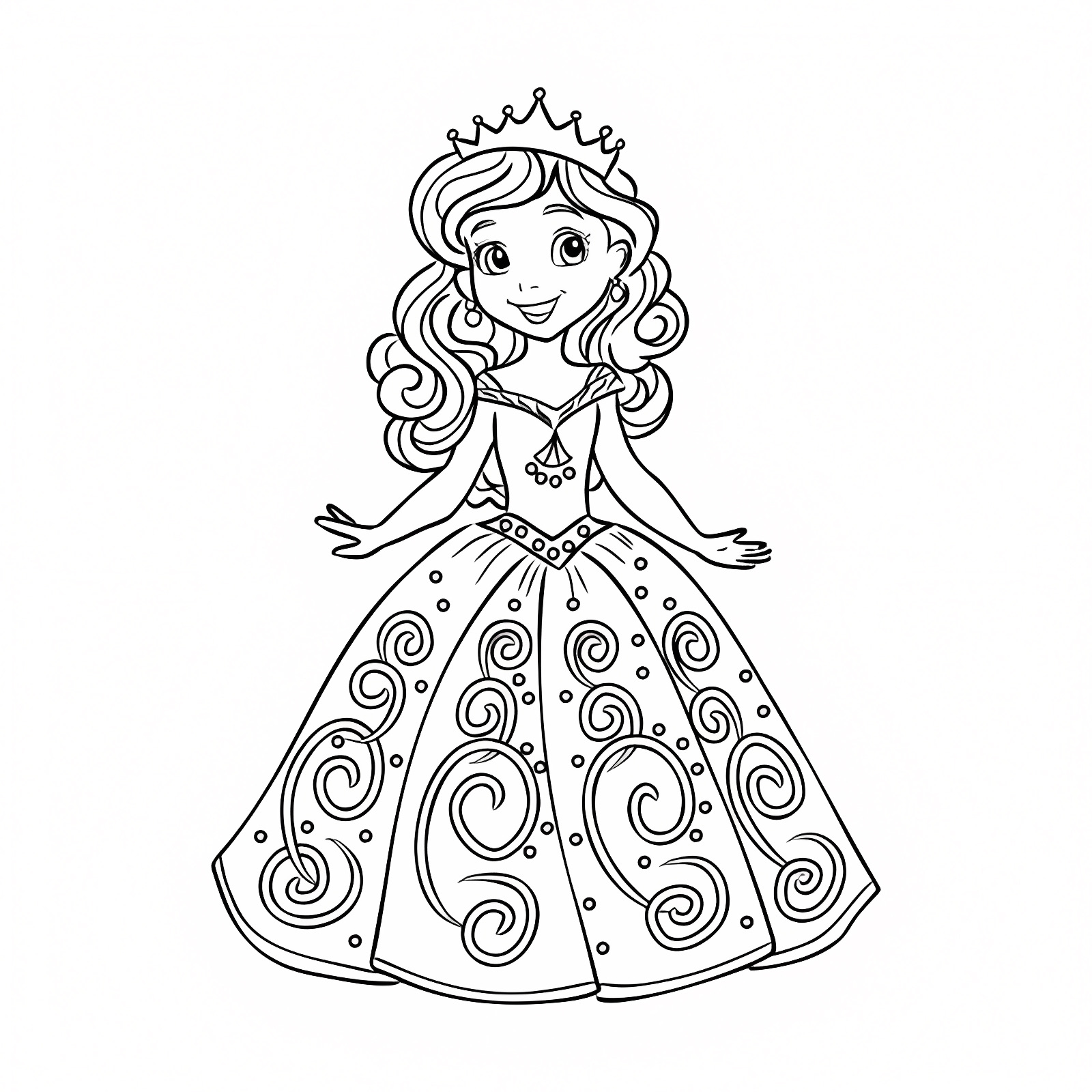 Princesse devant son château — Coloriage à imprimer gratuit