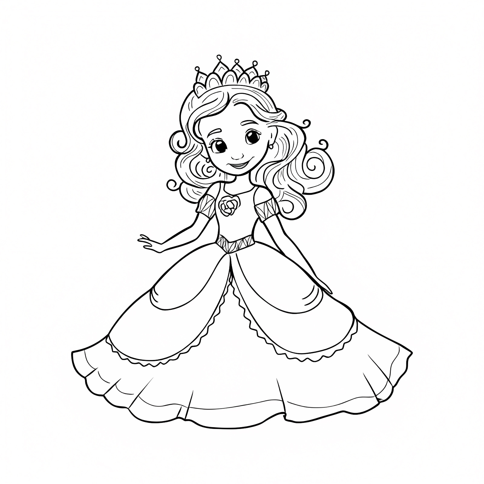 Princesse avec couronne — Coloriage à imprimer gratuit